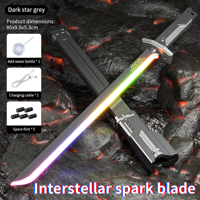 Katana de Luz LED Multicolor con Chispas Efecto de Vapor y Sonidos 80cm Longitud