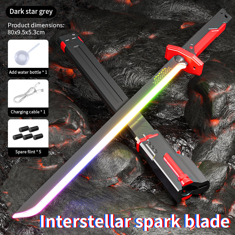 Katana de Luz LED Multicolor con Chispas Efecto de Vapor y Sonidos 80cm Longitud