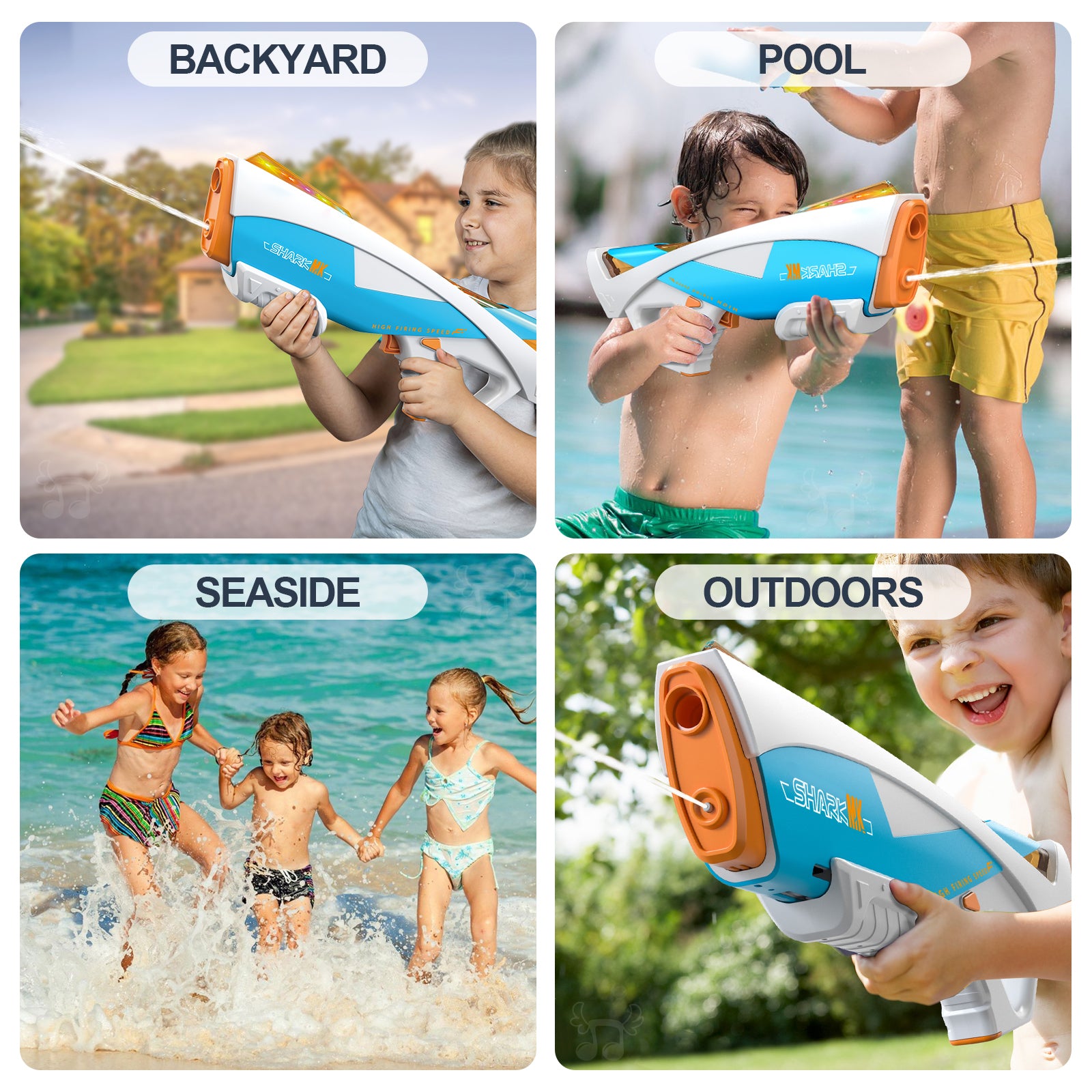 Pistola de Agua Eléctrica Recargable con Luces LED Absorción de Agua Automática Disparo Continuo y Manual para Niños y Adultos