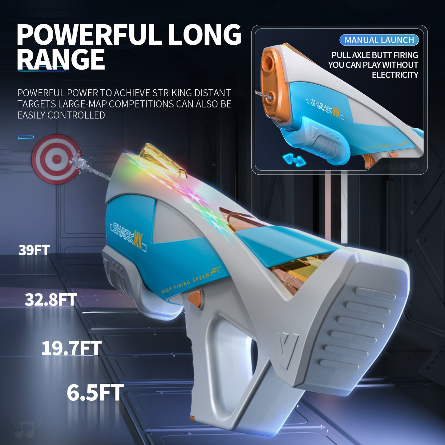 Pistola de Agua Eléctrica Recargable con Luces LED Absorción de Agua Automática Disparo Continuo y Manual para Niños y Adultos