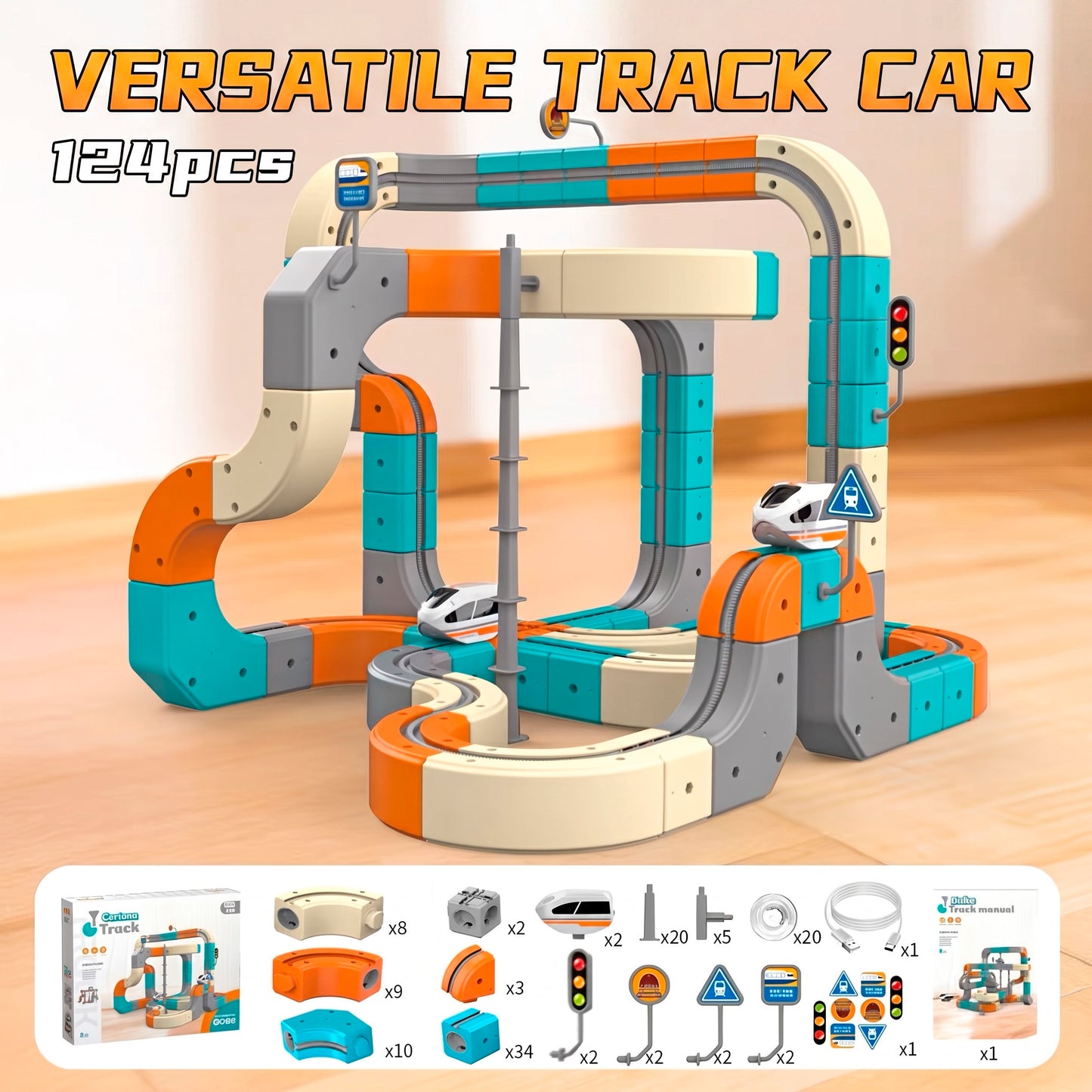Circuito de Tren Eléctrico Versátil DIY 3D Pista Modular de Construcción Educativa para Niños
