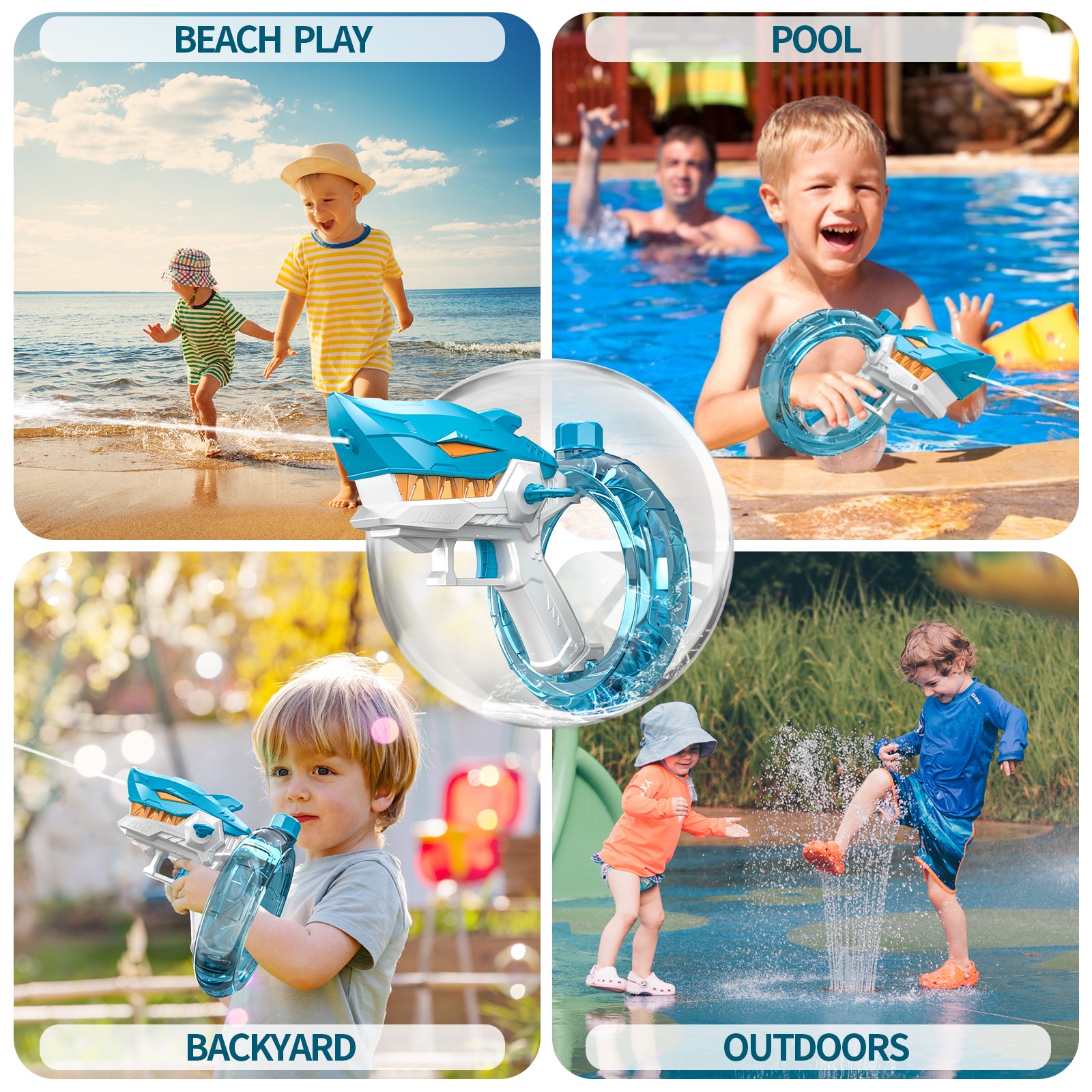 Pistola de Agua Tiburón Eléctrica Automática Recargable para Niños y Adultos