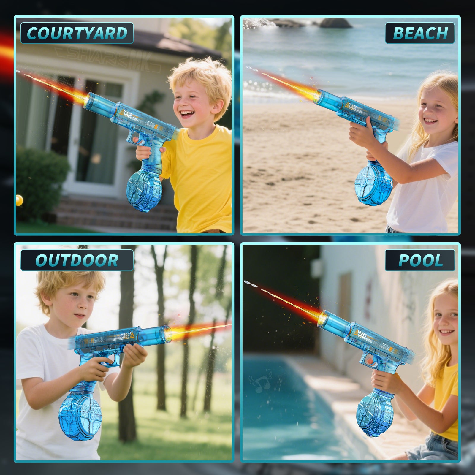 Pistola de Agua Eléctrica Automática Recargable con Luces LED para Niños y Adultos