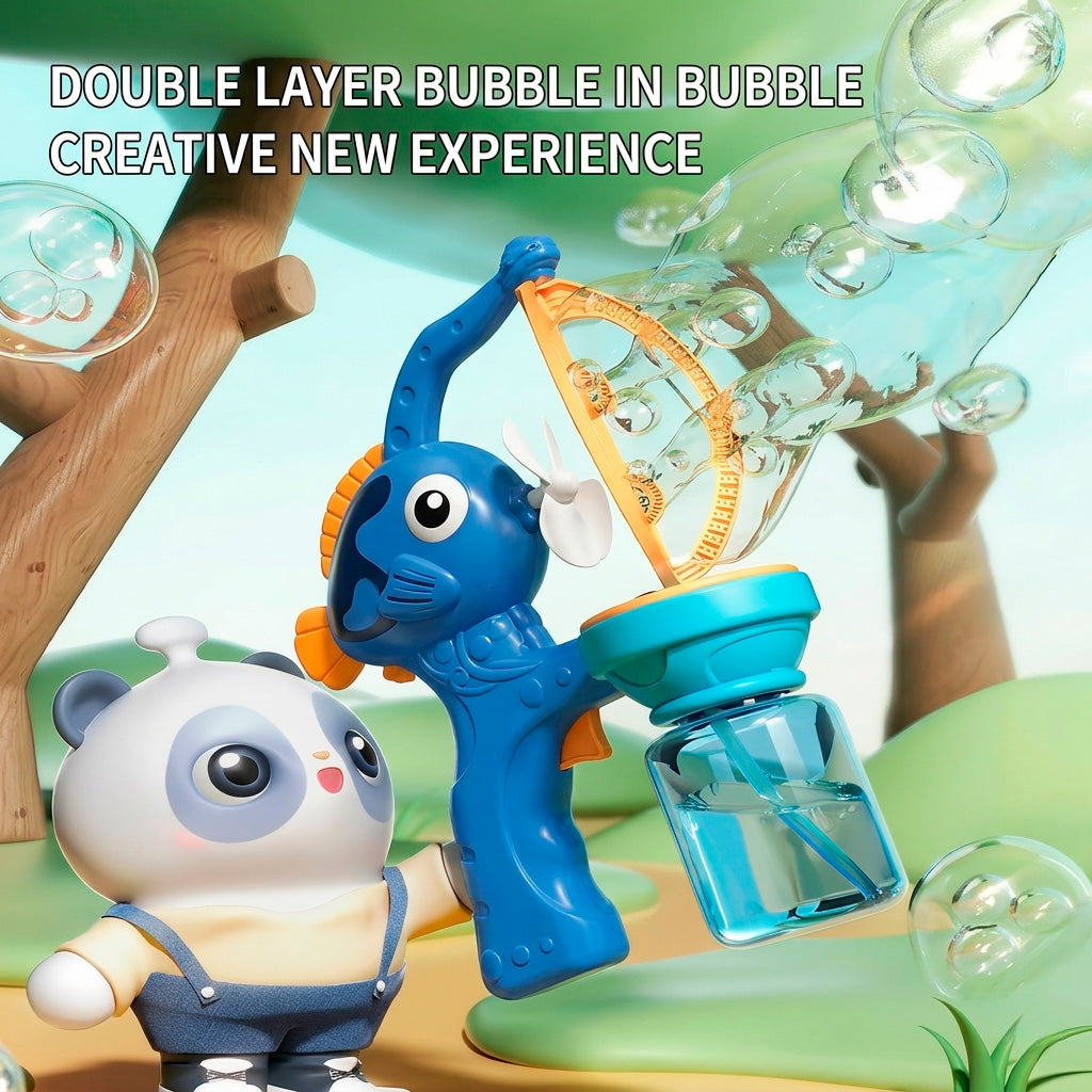 Pistola de Burbujas con Diseño de Pez Burbujas dentro de Burbuja Juguete Exterior para Niños