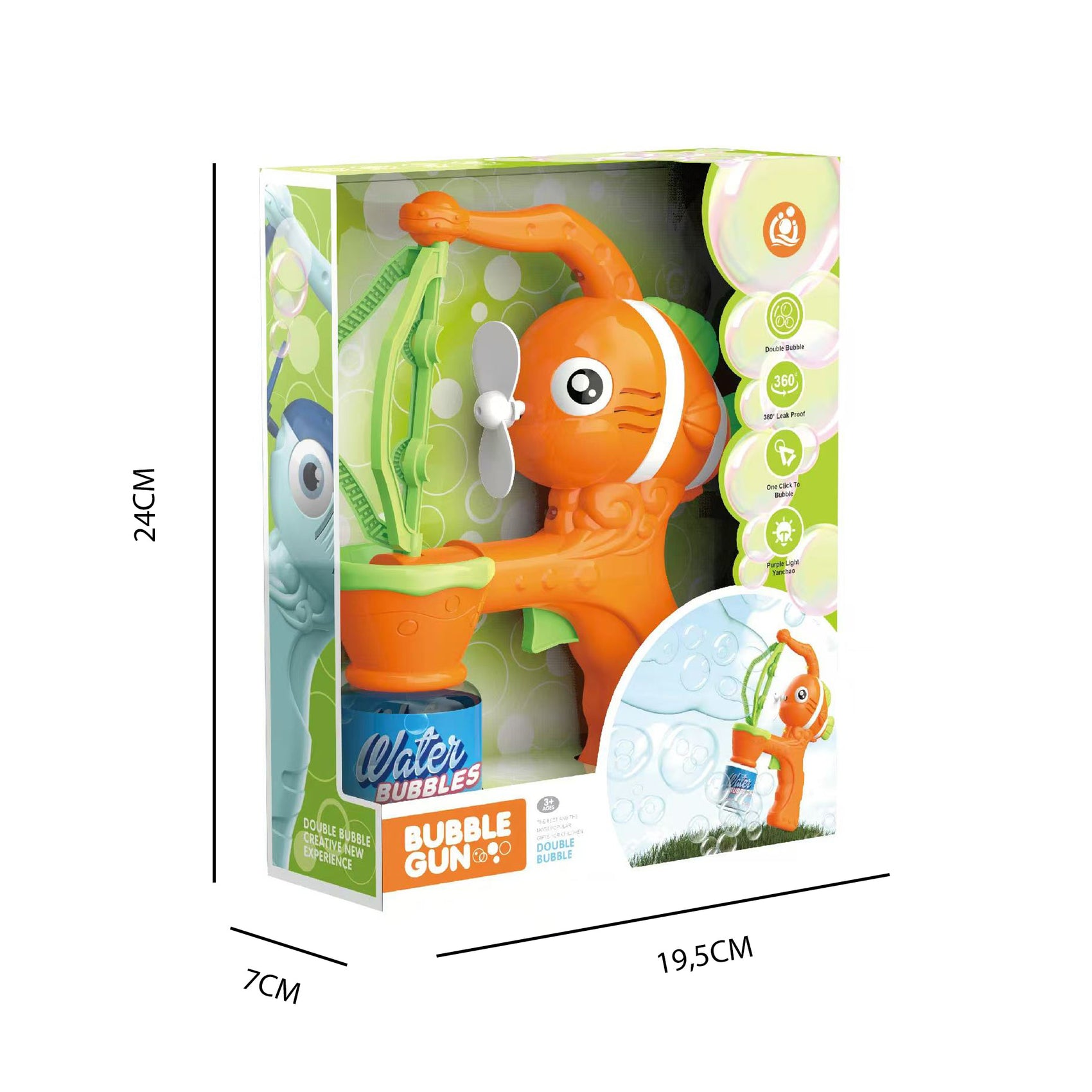 Pistola de Burbujas con Diseño de Pez Burbujas dentro de Burbuja Juguete Exterior para Niños