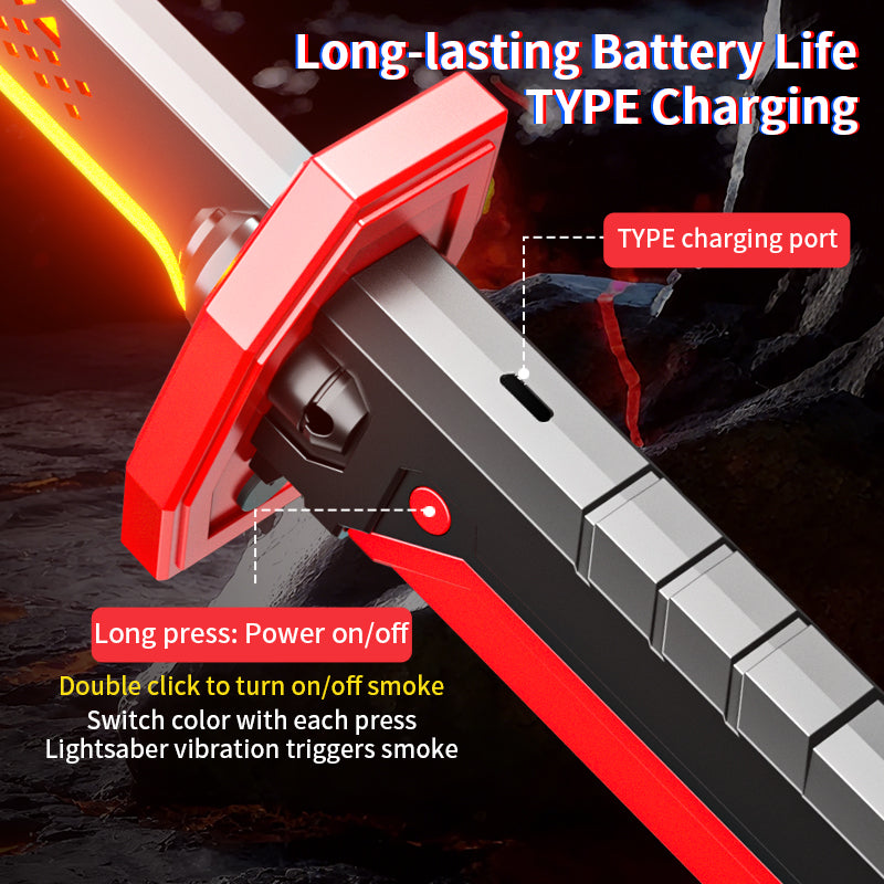 Katana de Luz LED Multicolor con Chispas Efecto de Vapor y Sonidos 80cm Longitud