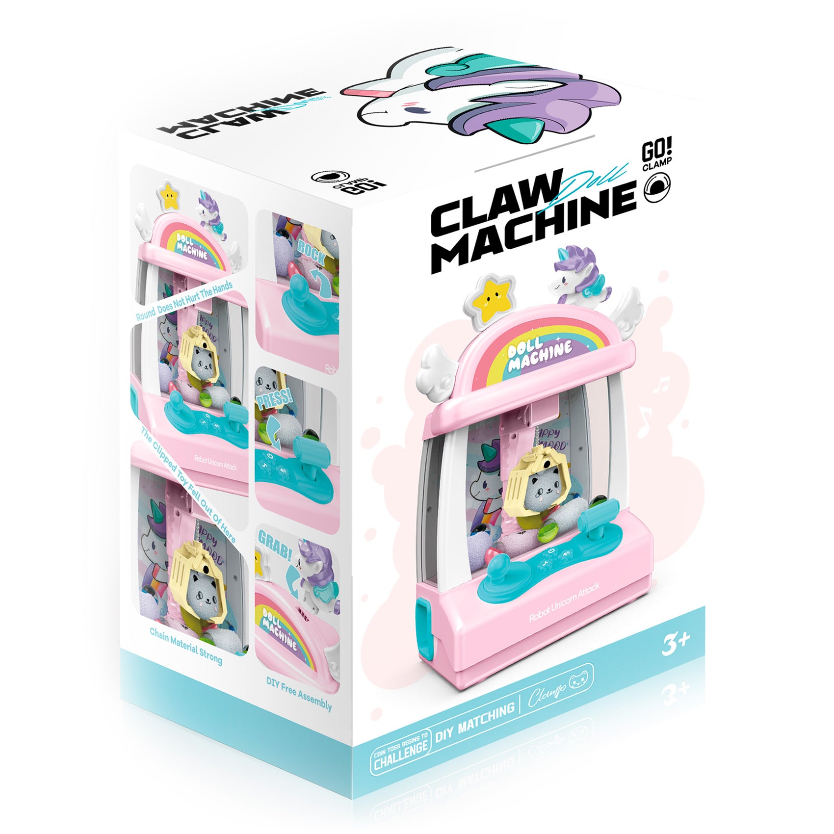 Caja máquina gancho unicornio con accesorios Newplay - empaque producto