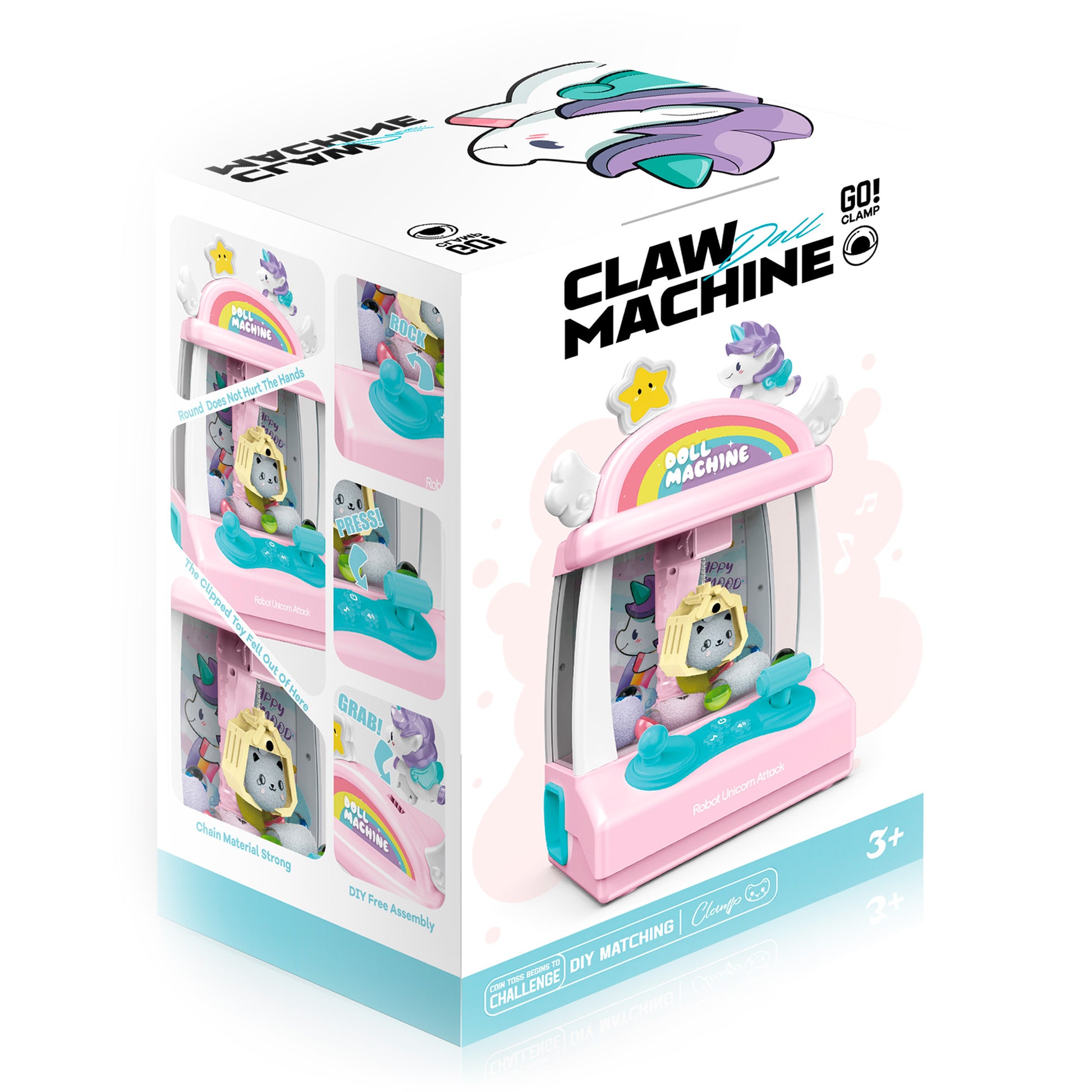 Caja máquina gancho unicornio con accesorios Newplay - empaque producto
