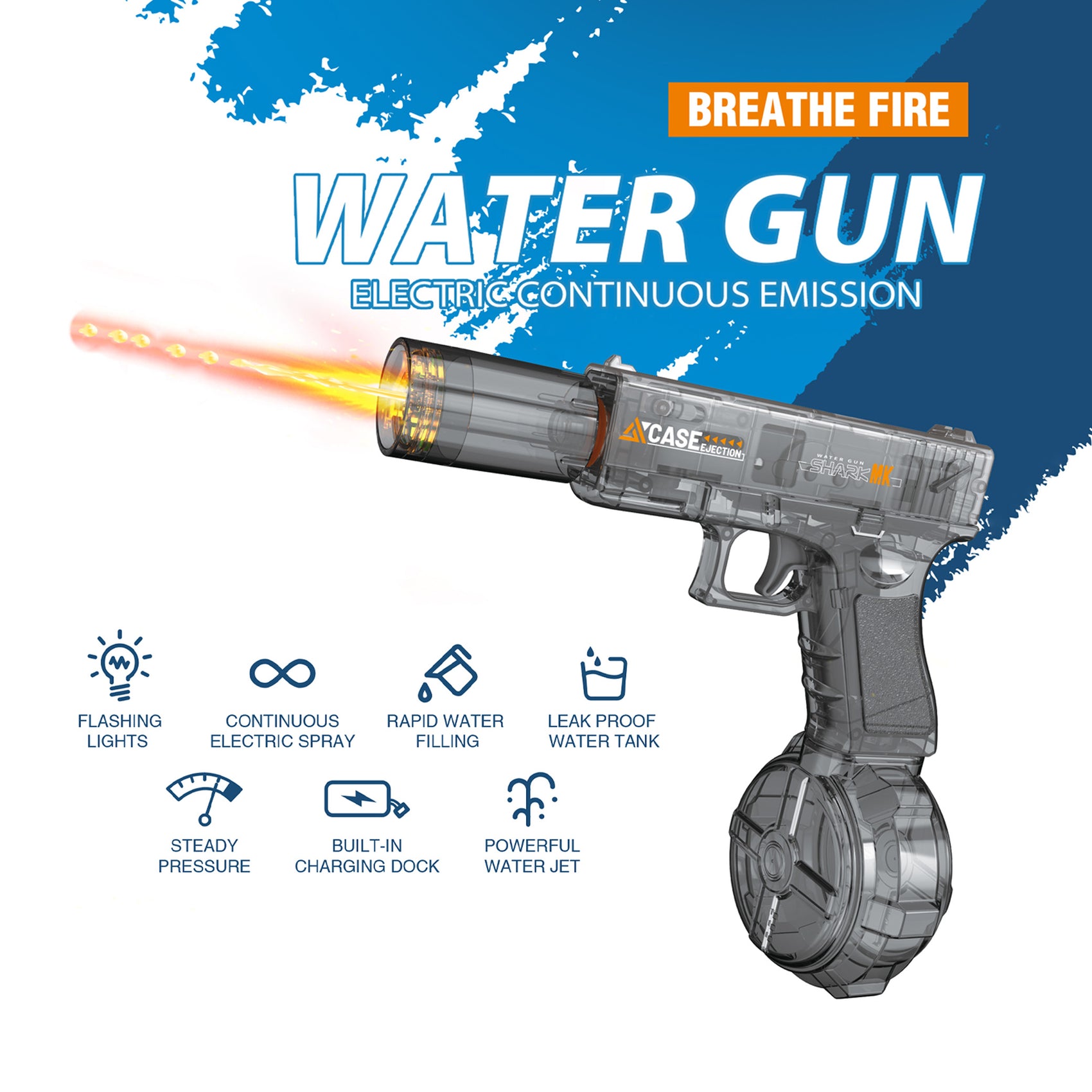 Pistola de Agua Eléctrica Automática Recargable con Luces LED para Niños y Adultos