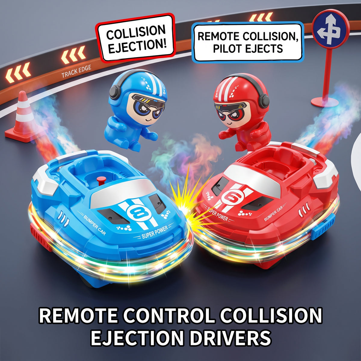 Juego de Coches de Choque Teledirigidos para 2 Jugadores Batalla de Autos Radiocontrol con Expulsión de Piloto Juguete Interactivo Multijugador Padre e Hijo