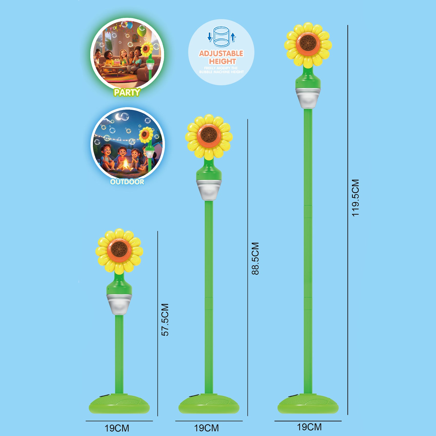 Máquina de Burbujas Girasol con Música y Mando a Distancia