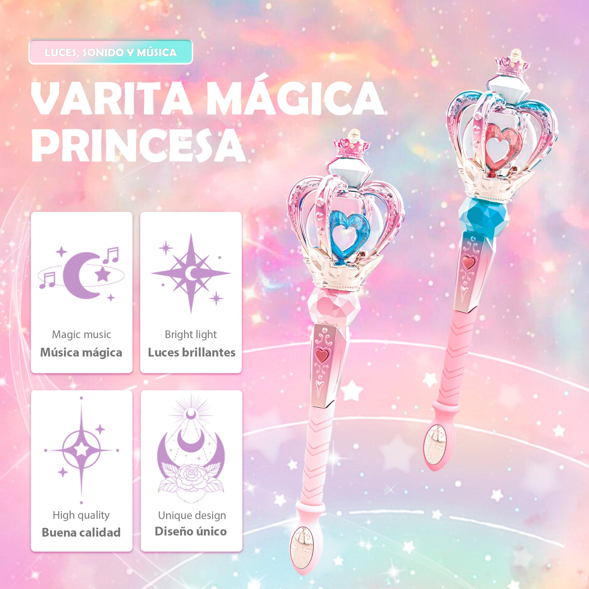 Varita mágica princesa corona Newplay - vista frontal producto