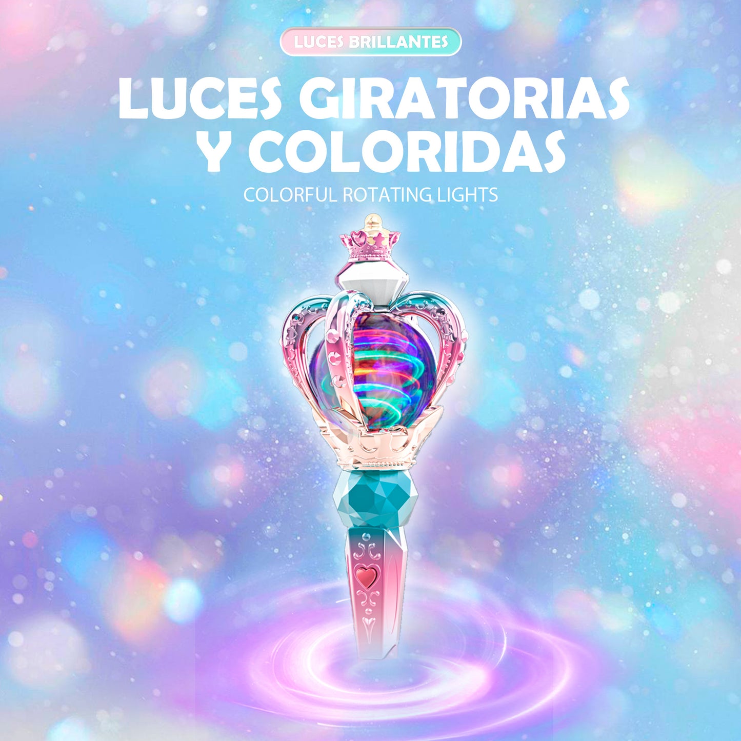 Varita mágica princesa corona Newplay - detalle producto con luces