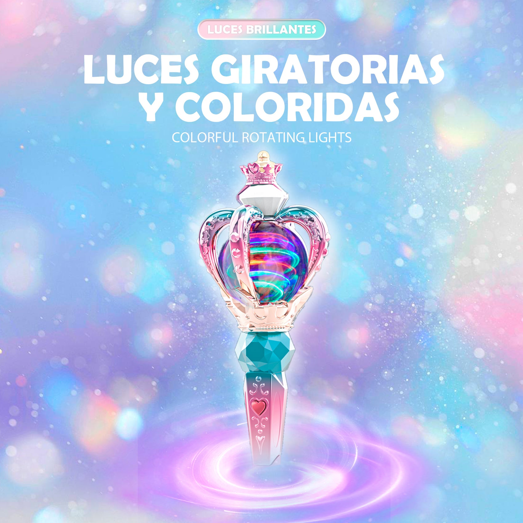 Varita mágica princesa corona Newplay - detalle producto con luces