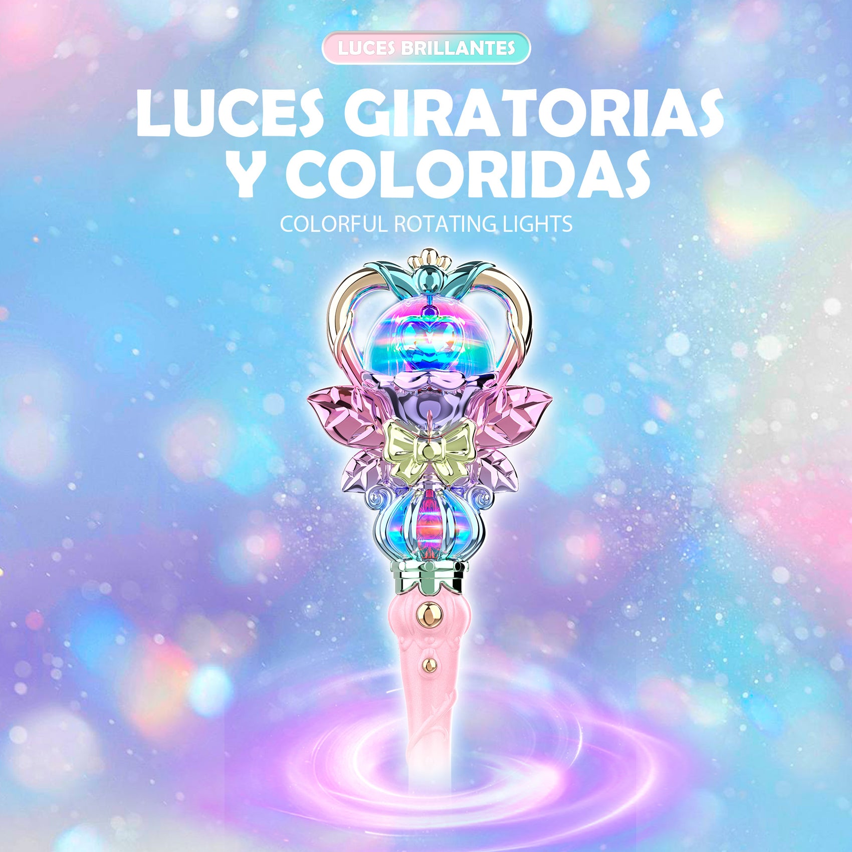 Varita mágica princesa corazón Newplay - detalle producto con luces