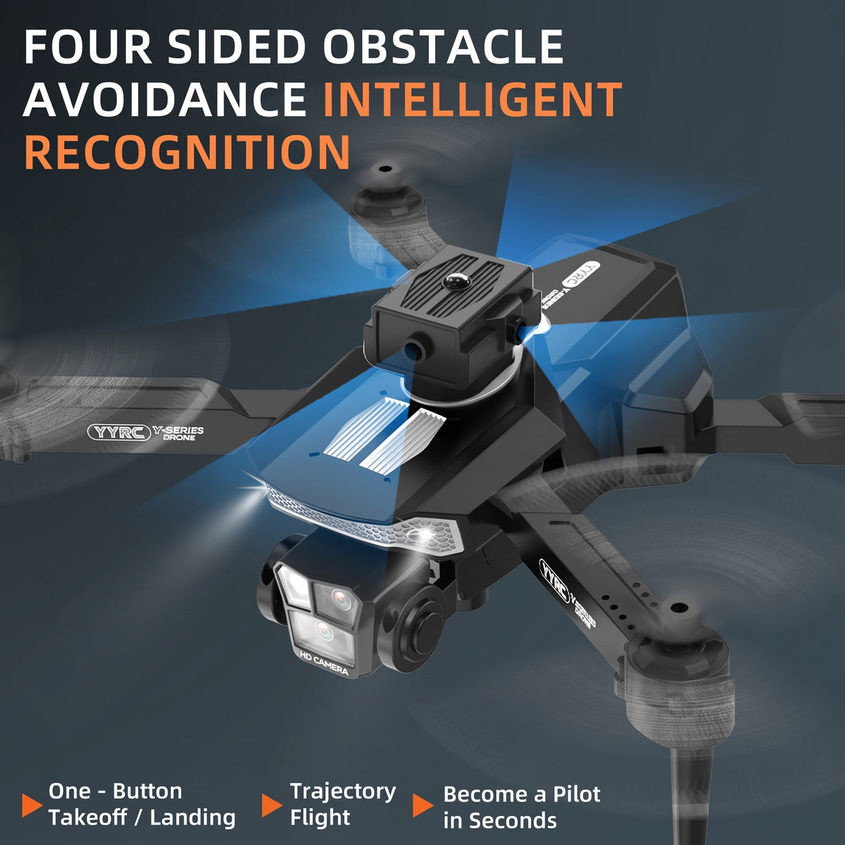Dron Plegable con Doble Cámara HD Ajustable 90° y Estabilización Dron con Evitación Inteligente de Obstáculos de 4 Lados Posicionamiento por Flujo Óptico y Giro 360°