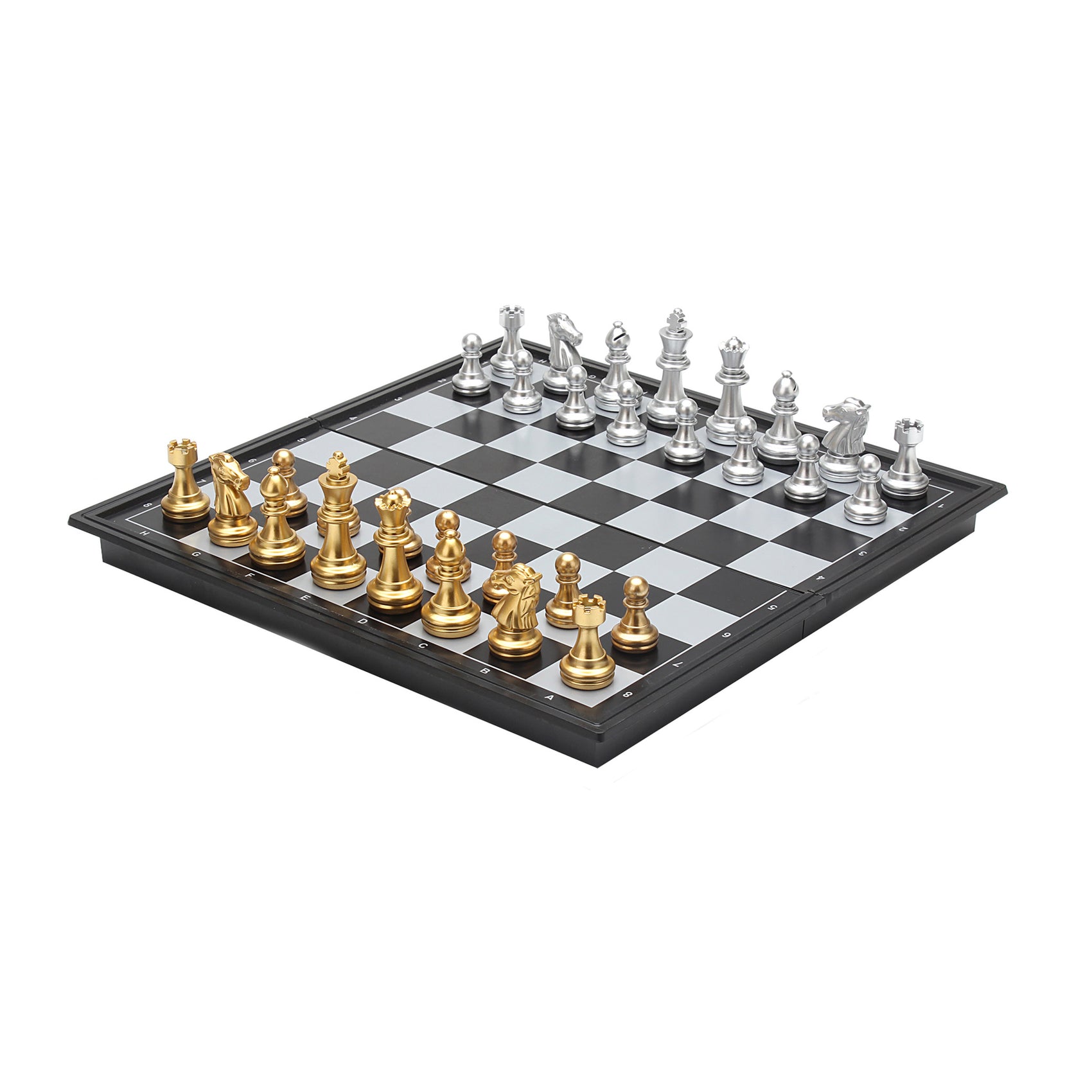 Juego ajedrez plegable magnético 36cm dorado y plateado Newplay - juego estrategia