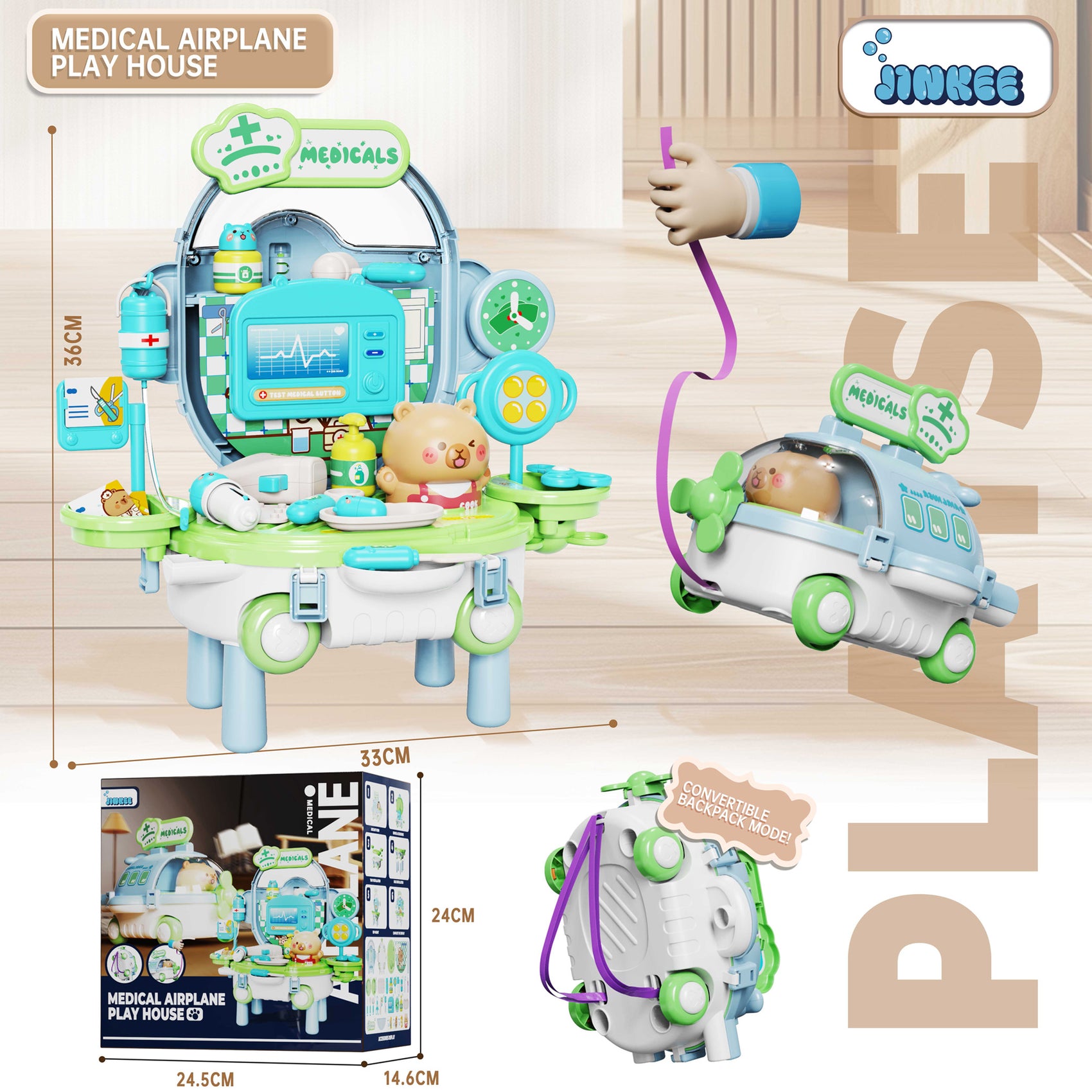 Caja maletín juego médico forma avión Newplay - empaque producto