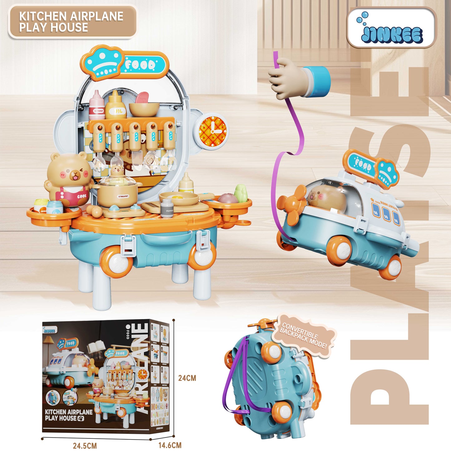 Caja maletín juego cocina forma avión Newplay - empaque producto