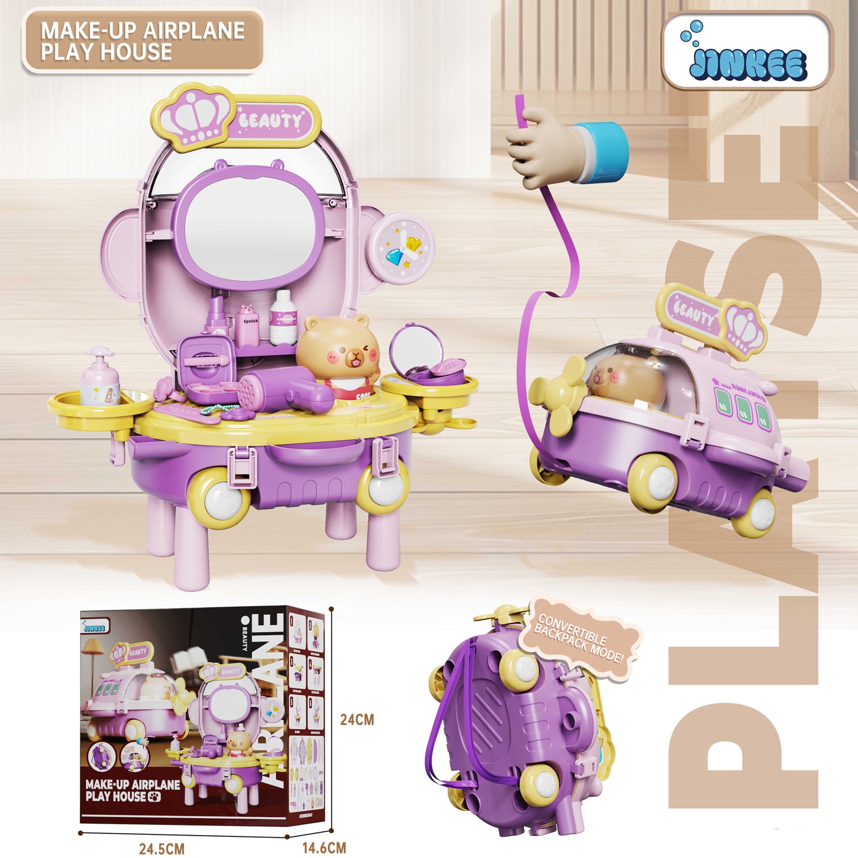 Caja maletín juego maquillaje forma avión Newplay - empaque producto