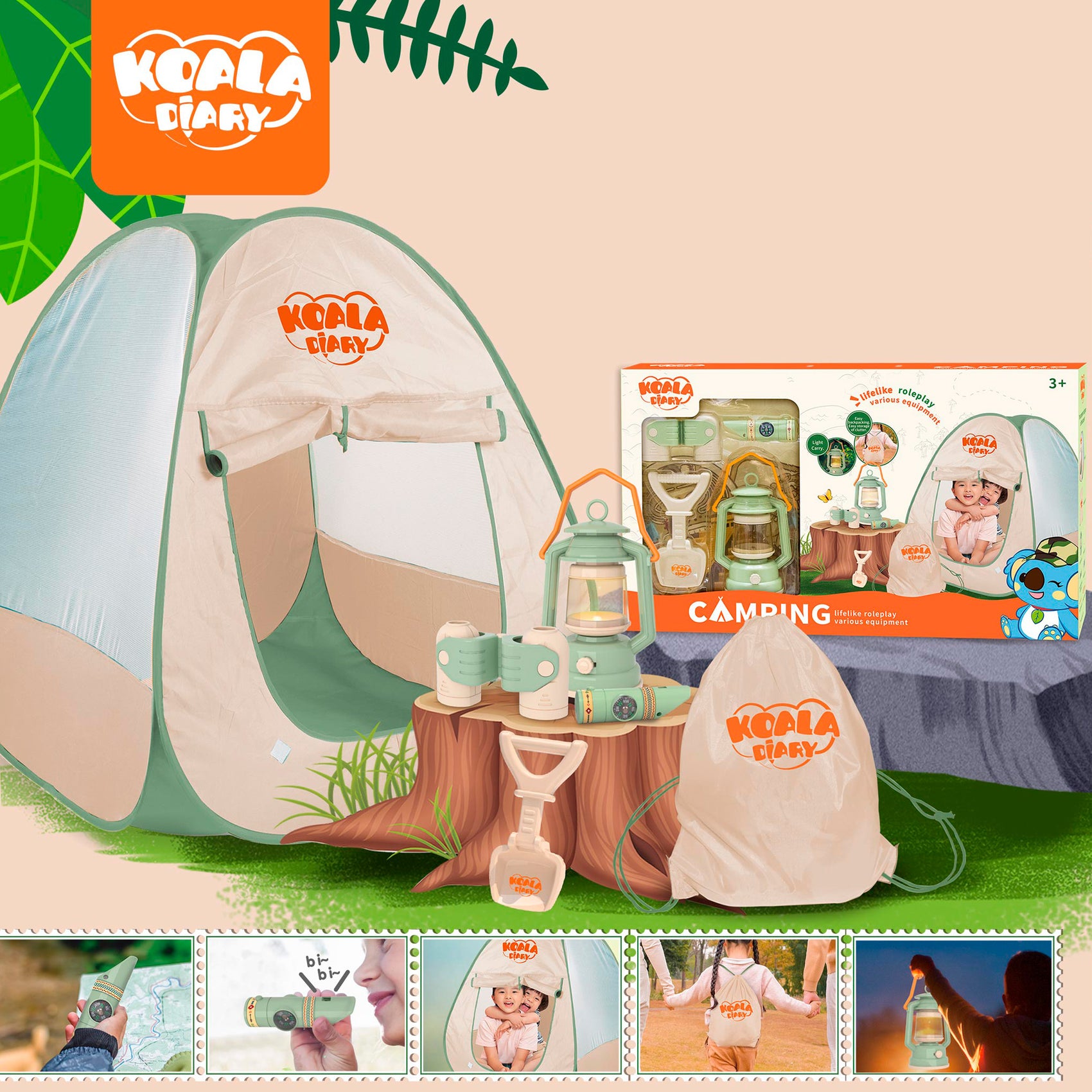 Set camping portátil tienda campaña con maleta y accesorios Newplay - juguete completo