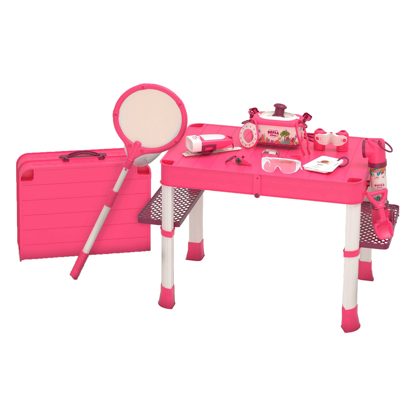 Set camping portátil rosa con accesorios Newplay - juguete exterior