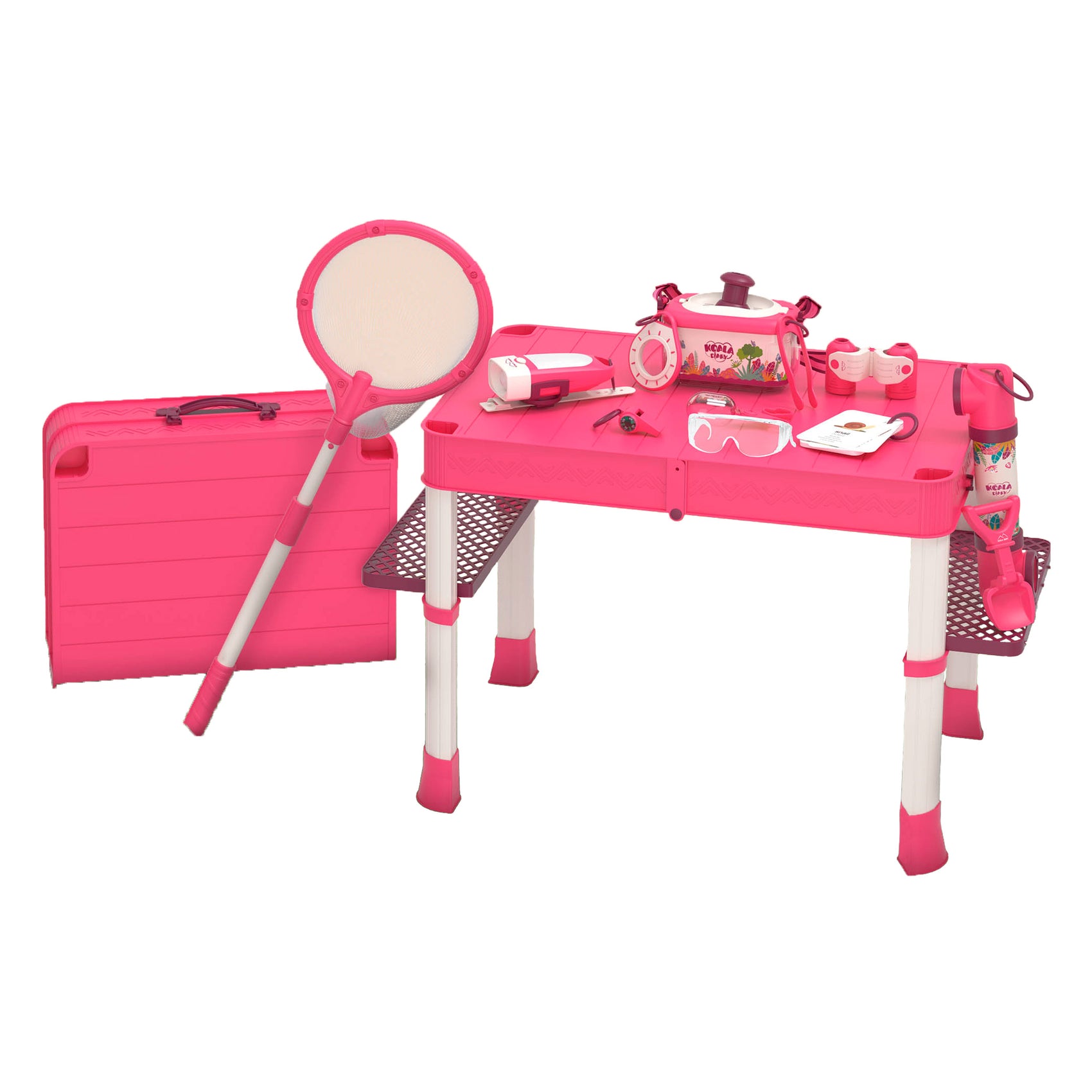 Set camping portátil rosa con accesorios Newplay - juguete exterior