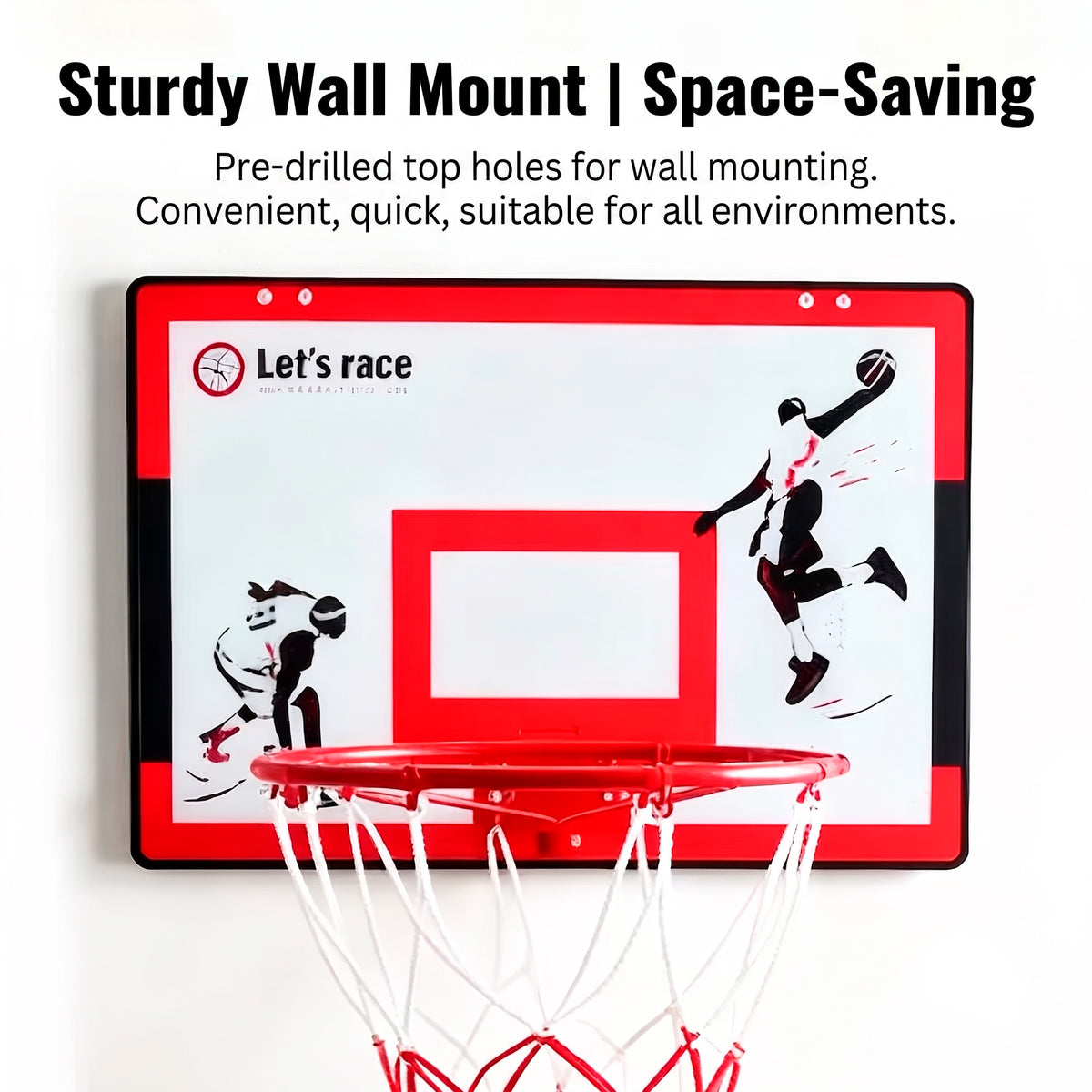 Mini Canasta de Baloncesto para Pared o Puerta con Tablero Acrílico Aro Metálico Pelota e Inflador Incluidos para Niños y Oficina