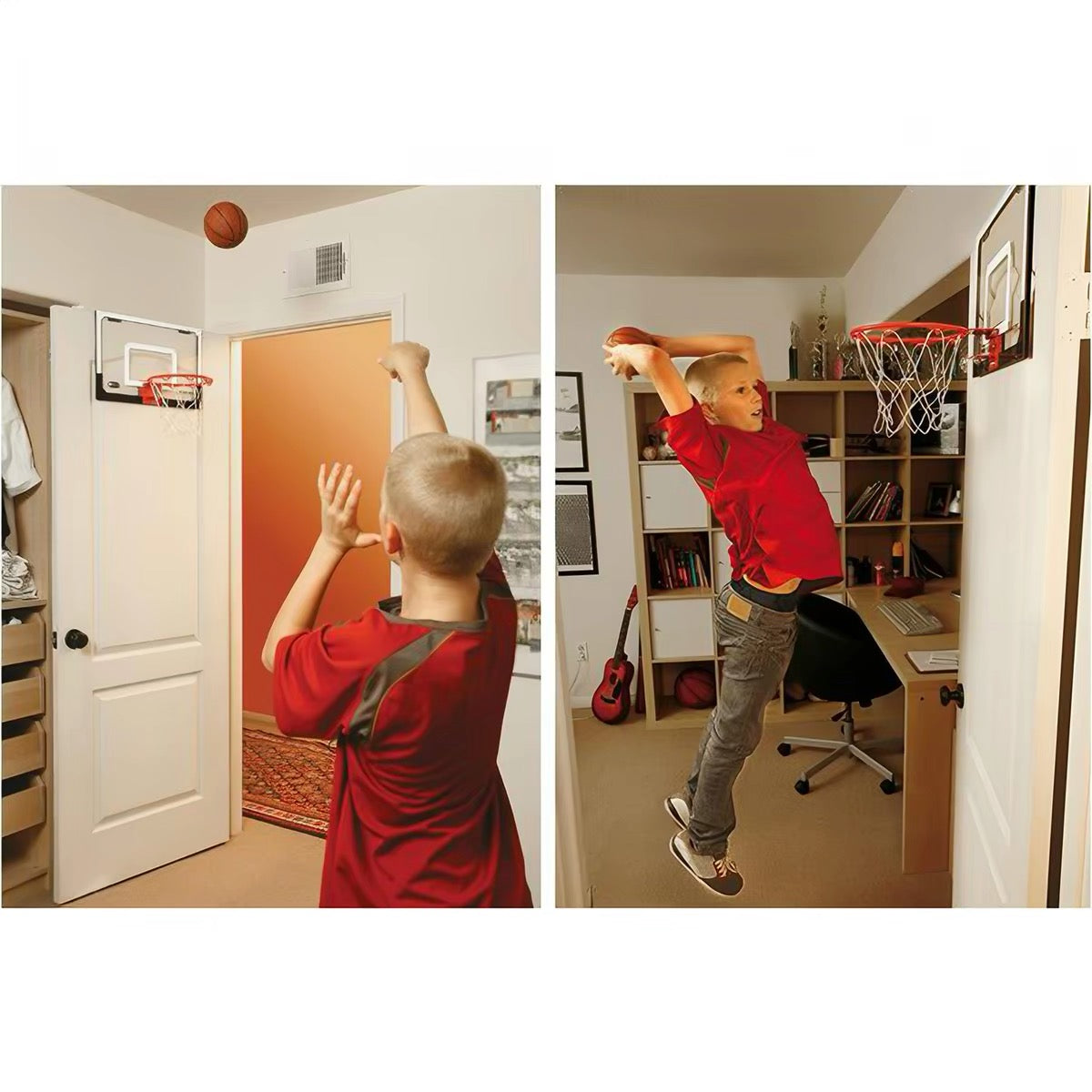 Mini Canasta de Baloncesto para Pared o Puerta con Tablero Acrílico Aro Metálico Pelota e Inflador Incluidos para Niños y Oficina