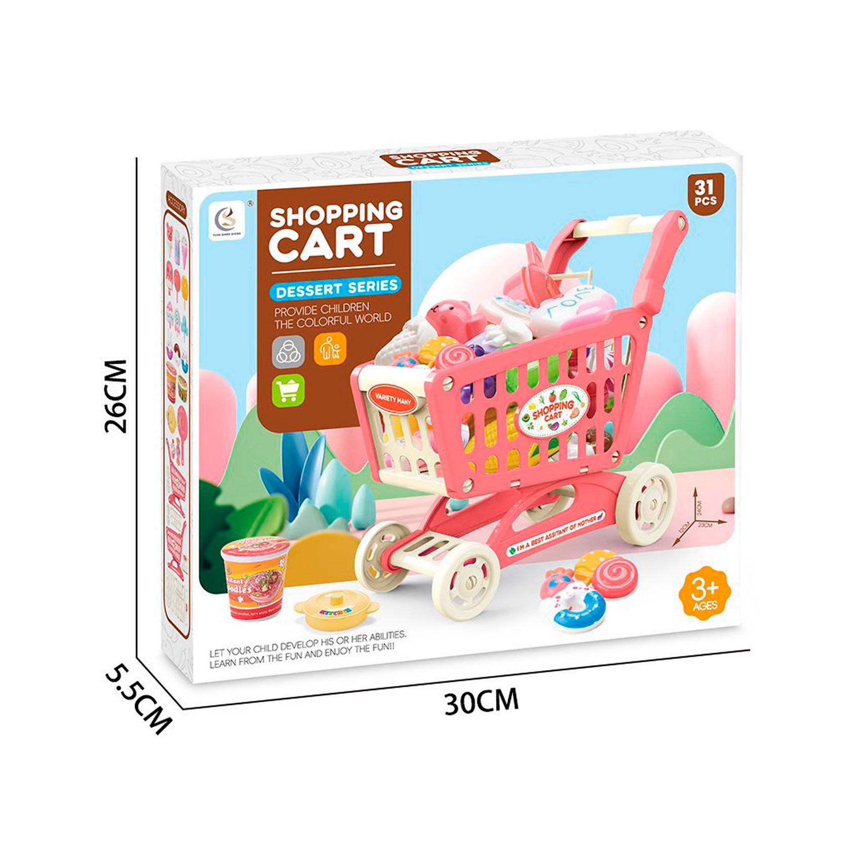 Caja mini carrito compra rosa con accesorios Newplay - empaque producto
