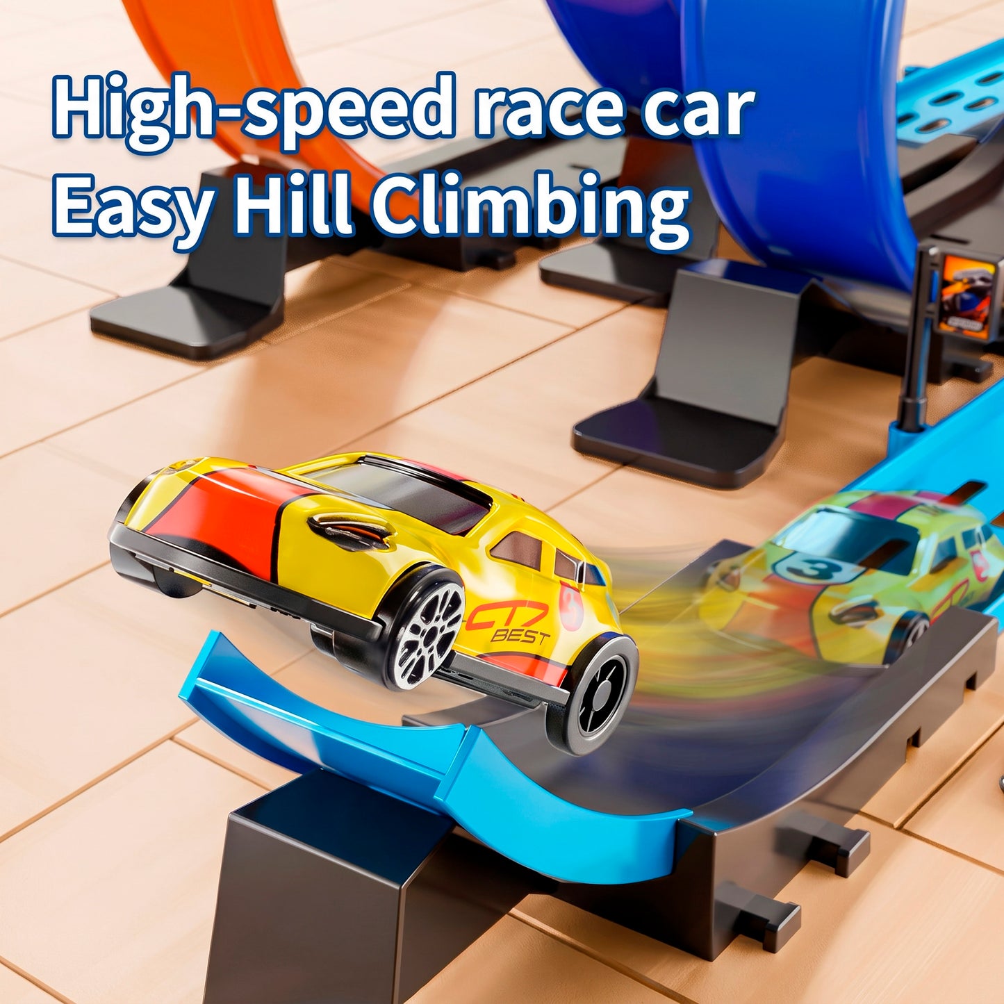 Circuito de Carreras Alta Velocidad con Coche a Control Remoto y Bucles 360 grados Pista Acrobática Modulable DIY para Niños