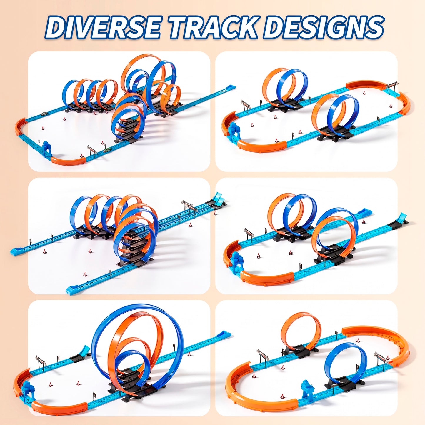 Circuito de Carreras Alta Velocidad con Coche a Control Remoto y Bucles 360 grados Pista Acrobática Modulable DIY para Niños
