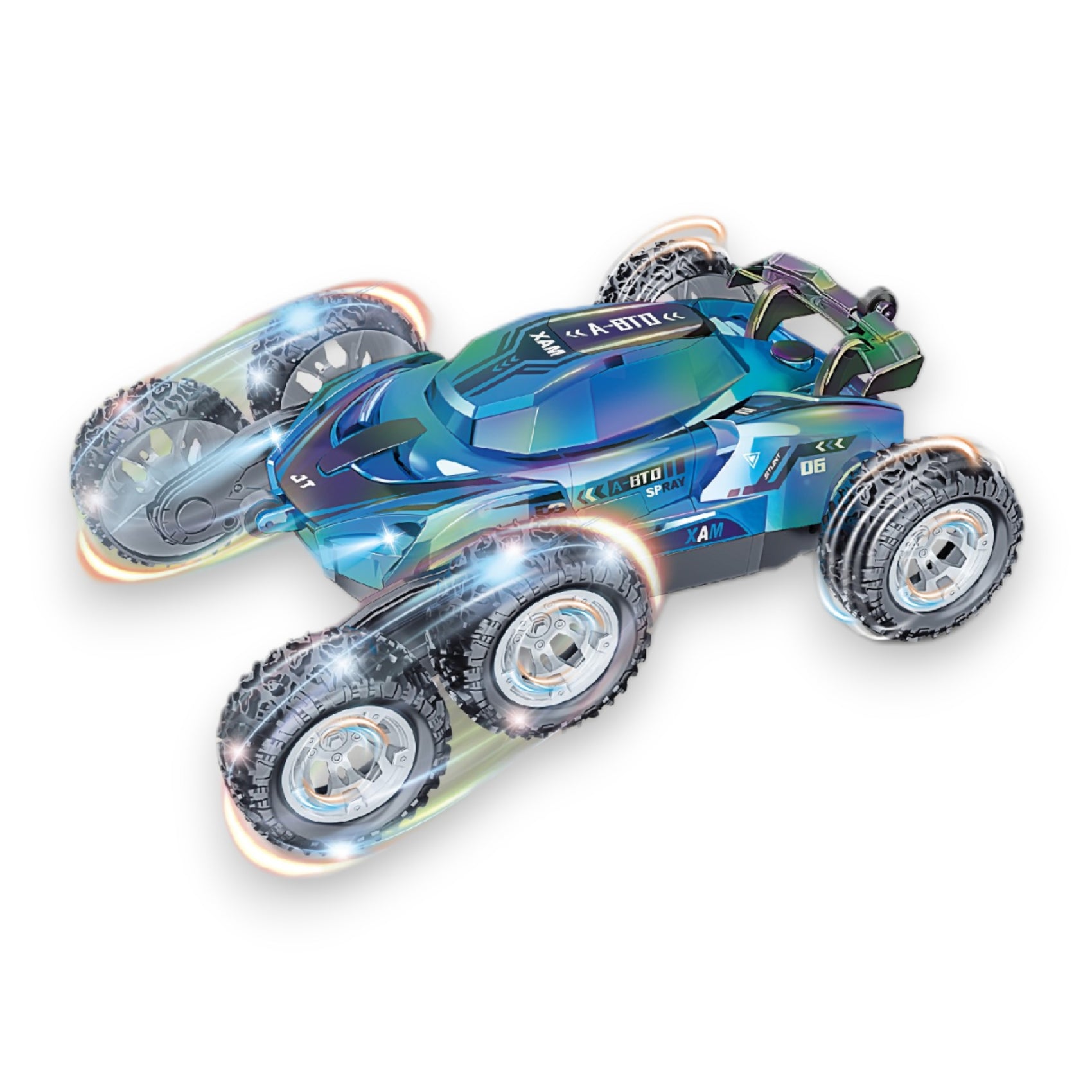 Coche Acrobático Radiocontrol con 6 Ruedas Color Brillante Movimiento 360 Grados con Luces Escala 1:16