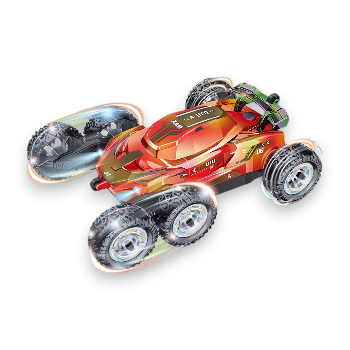 Coche Acrobático Radiocontrol con 6 Ruedas Color Brillante Movimiento 360 Grados con Luces Escala 1:16