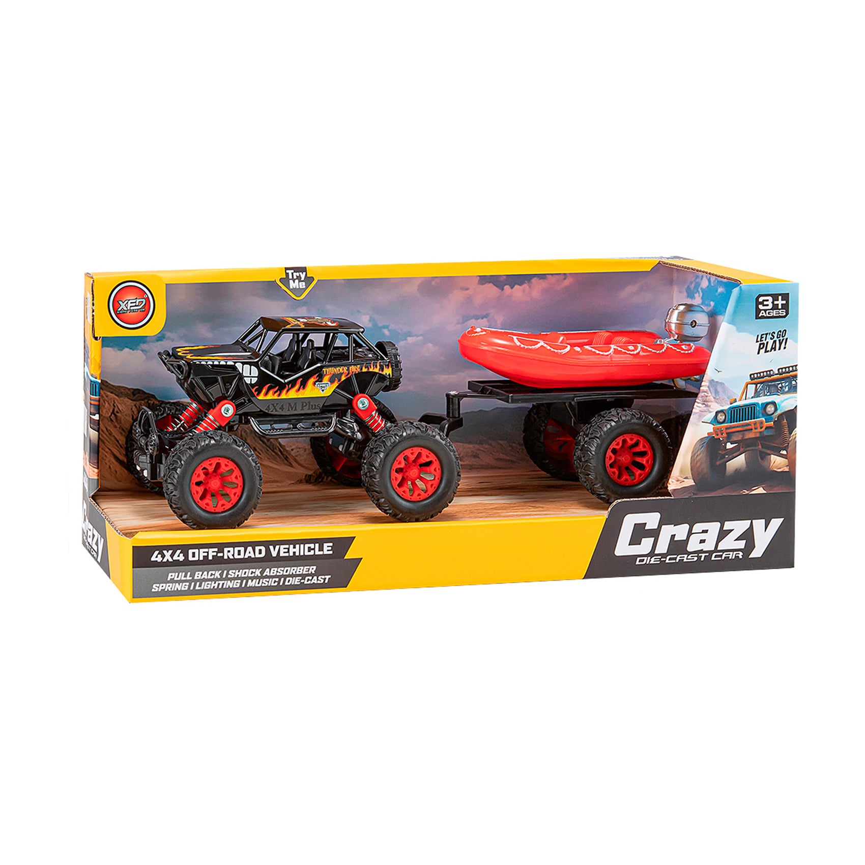 Caja monster truck fricción con remolque Newplay - empaque producto