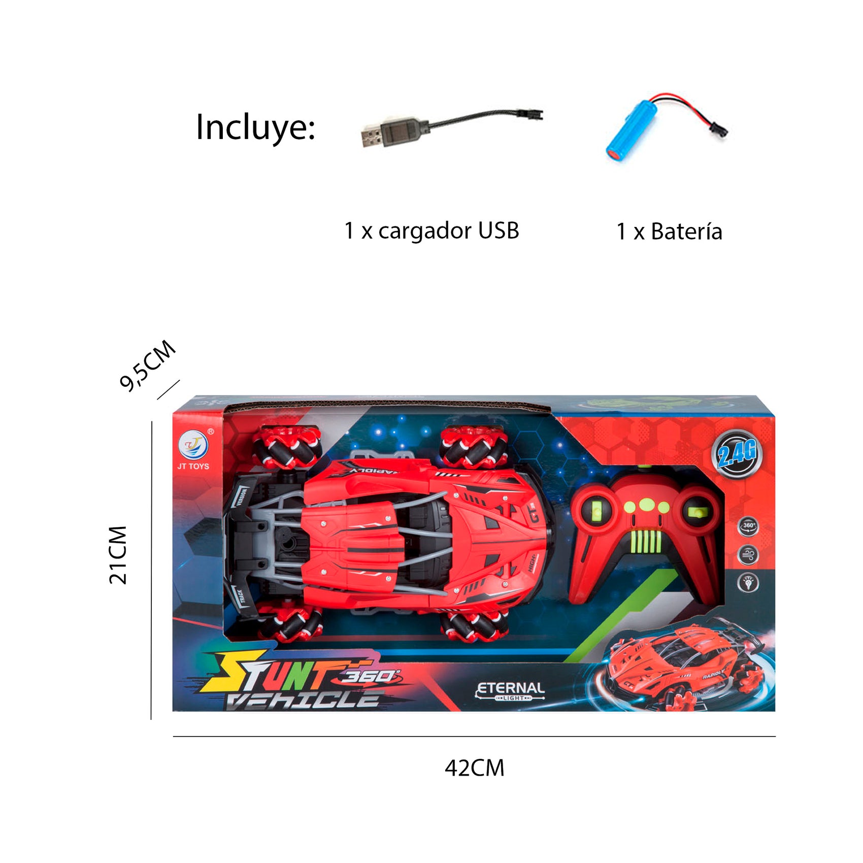 Coche Radiocontrol Movimiento 360 Grados con Luces y Función de Vapor