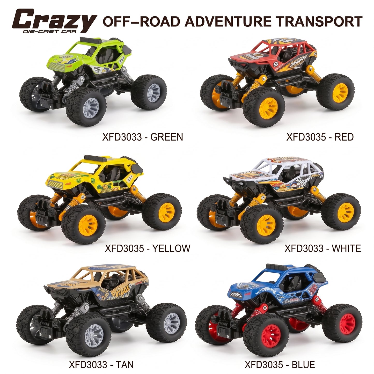Coche Todoterreno de Metal de Fricción Pullback Buggy 4x4 con Suspensión Real de Resorte Luces LED y Sonido para Niños