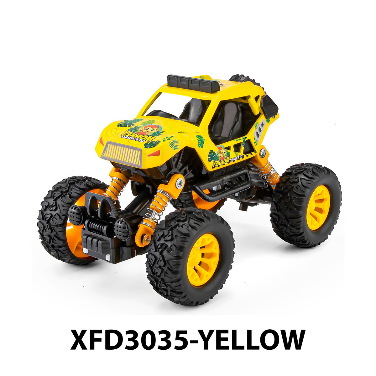Coche Todoterreno de Metal de Fricción Pullback Buggy 4x4 con Suspensión Real de Resorte Luces LED y Sonido para Niños
