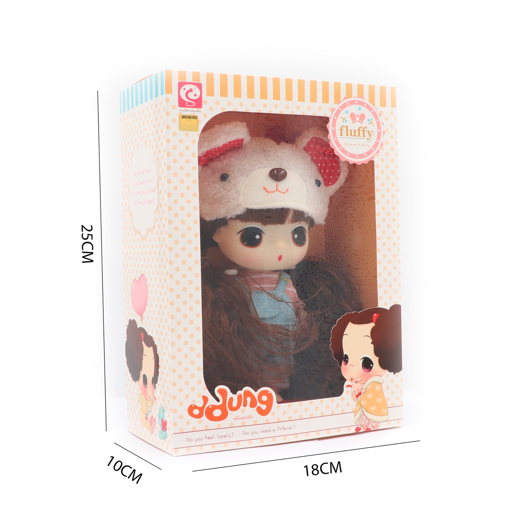 Dimensiones muñeca original Ddung Doll osito blanco Newplay - medidas producto