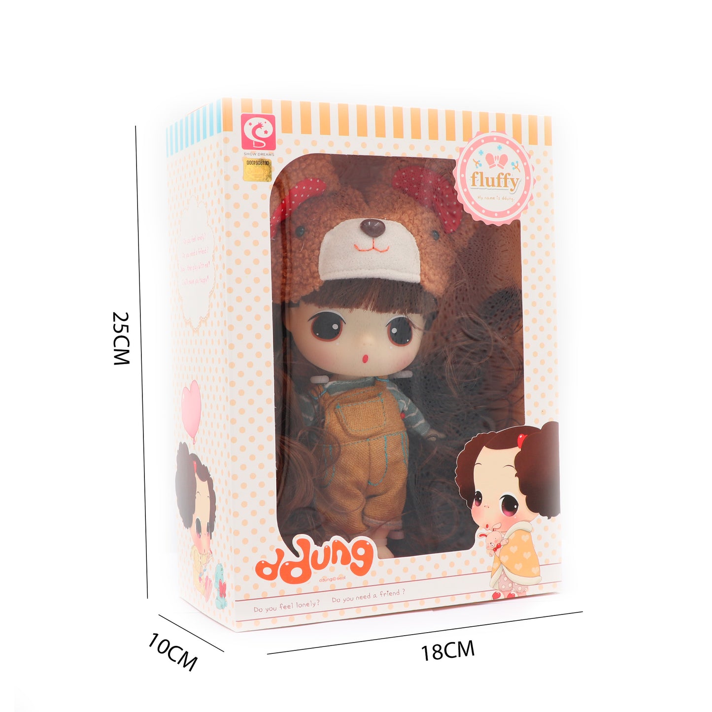 Dimensiones muñeca original Ddung Doll osito marrón Newplay - medidas producto