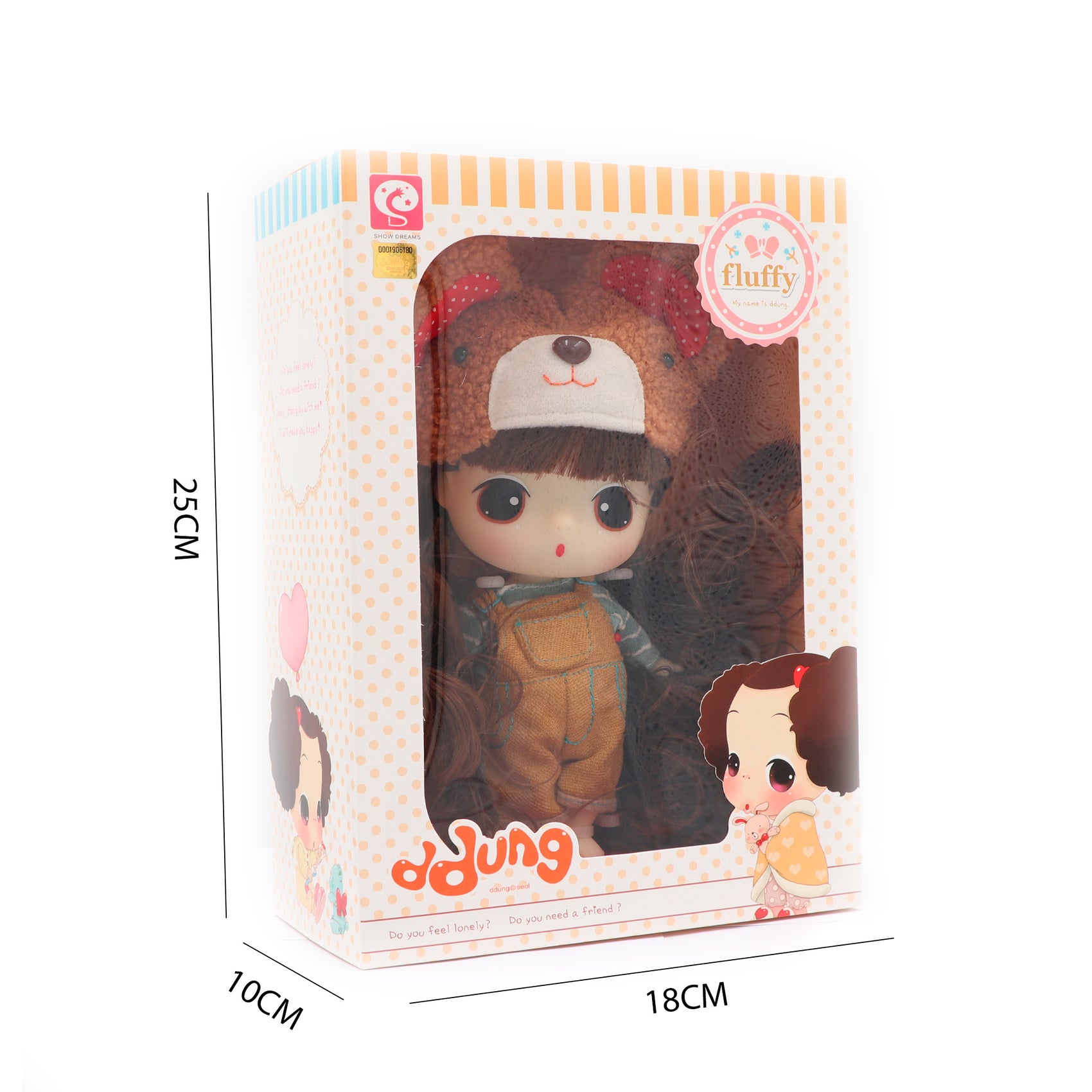 Dimensiones muñeca original Ddung Doll osito marrón Newplay - medidas producto