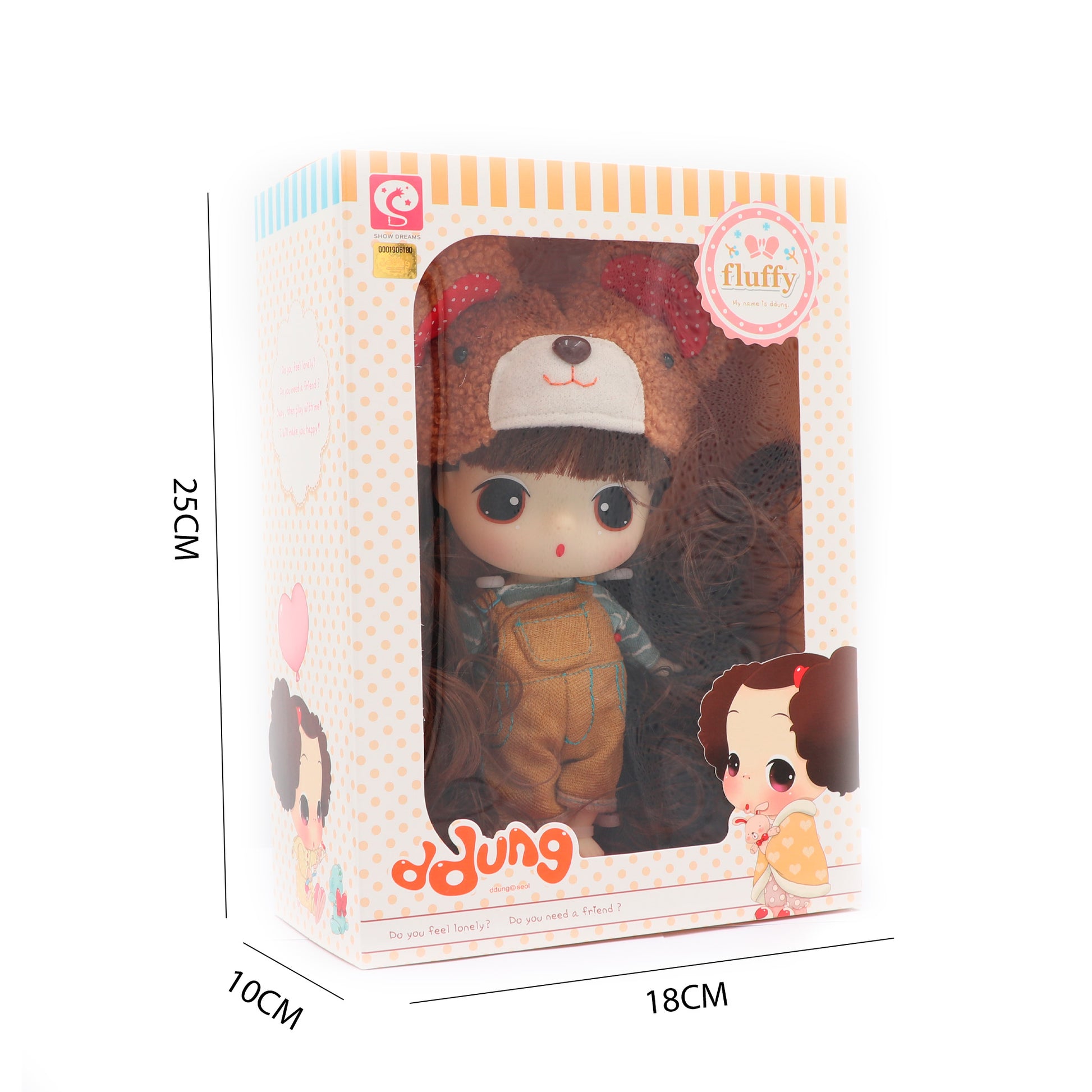 Dimensiones muñeca original Ddung Doll osito marrón Newplay - medidas producto