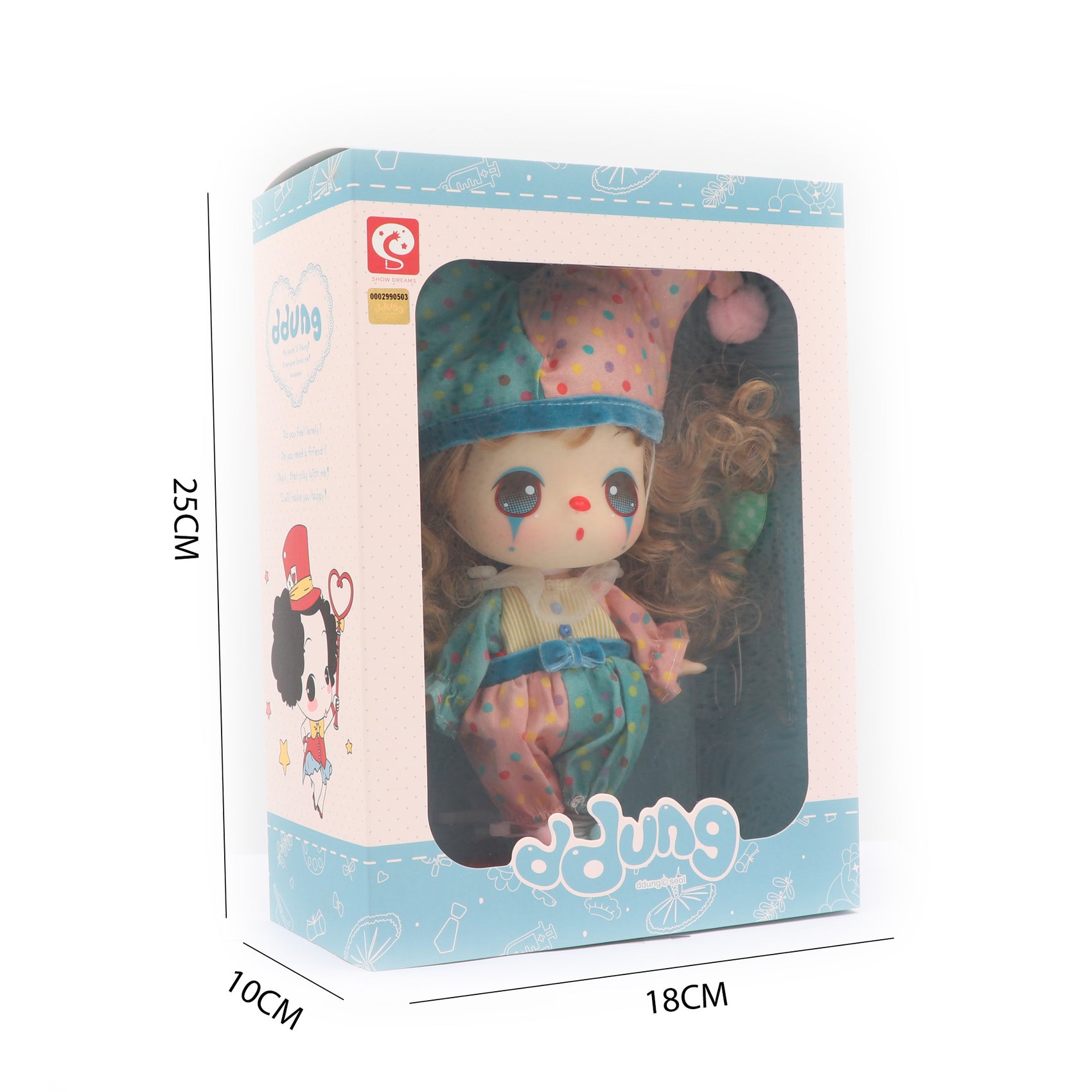 Dimensiones muñeca original Ddung Doll payaso Newplay - medidas producto