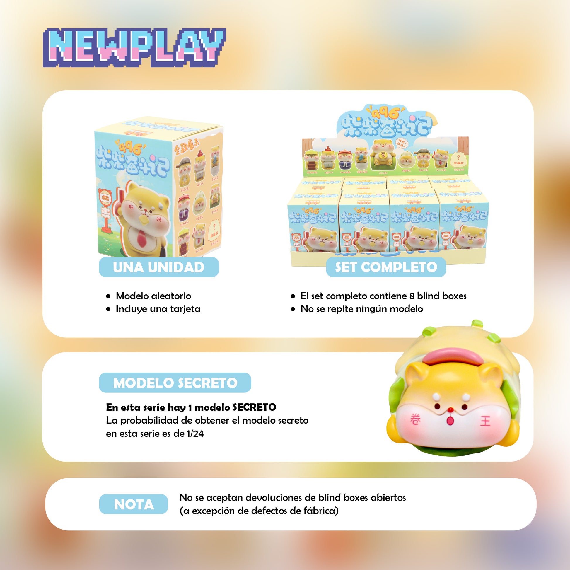 Detalles blind box Shiba Inu Newplay - información serie y modelo secreto