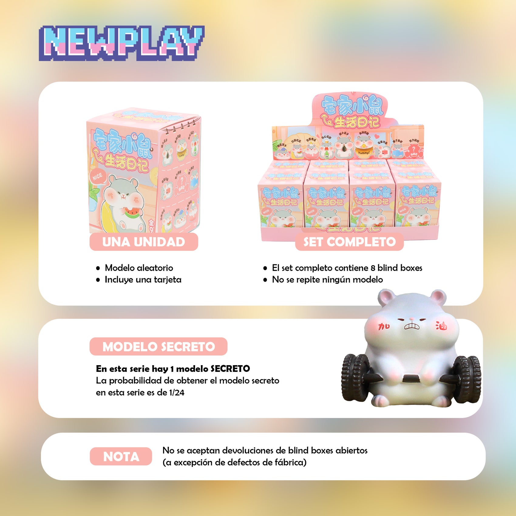 Detalles blind box Ratón Nini Newplay - información serie y modelo secreto