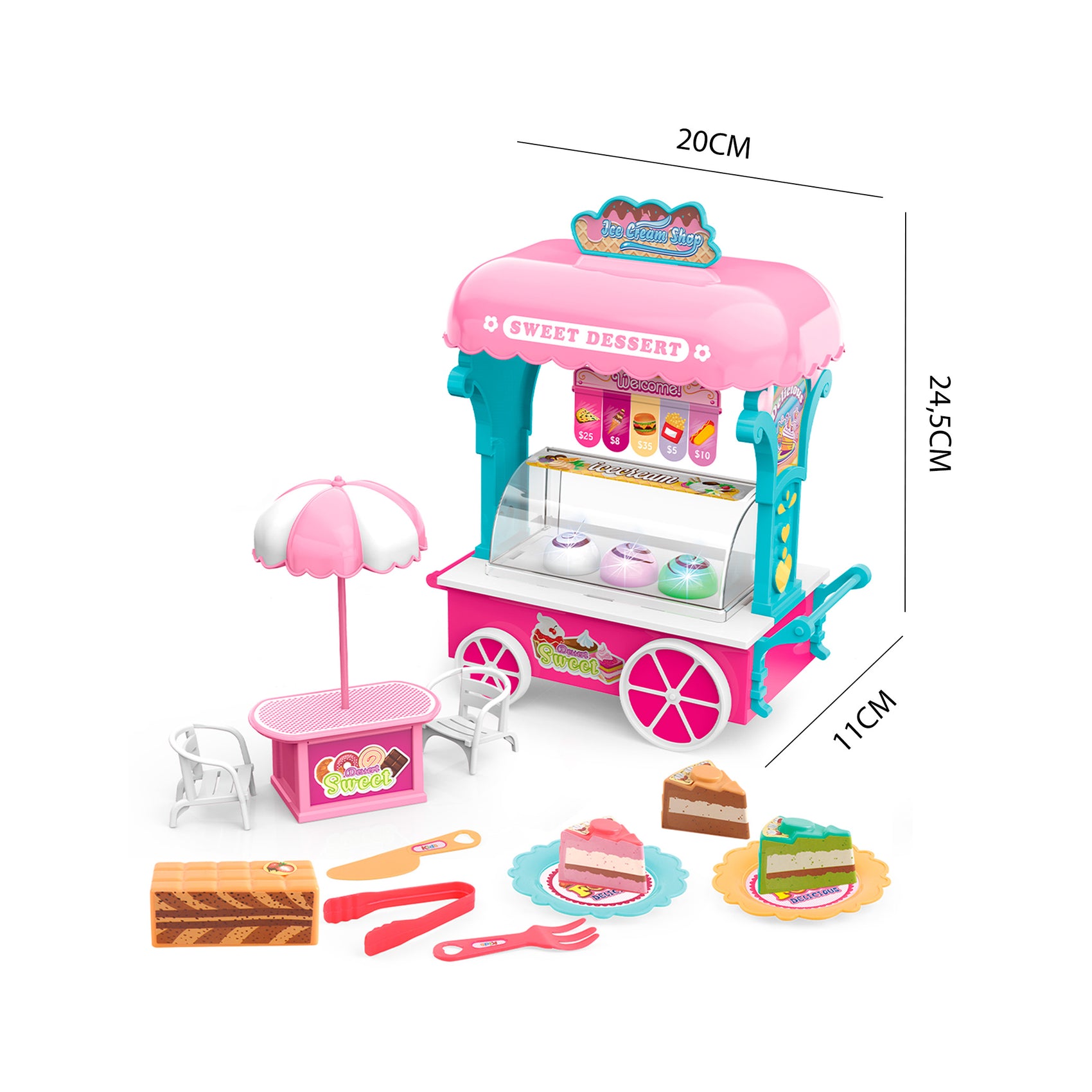 Dimensiones carrito helados y postres Newplay - medidas producto