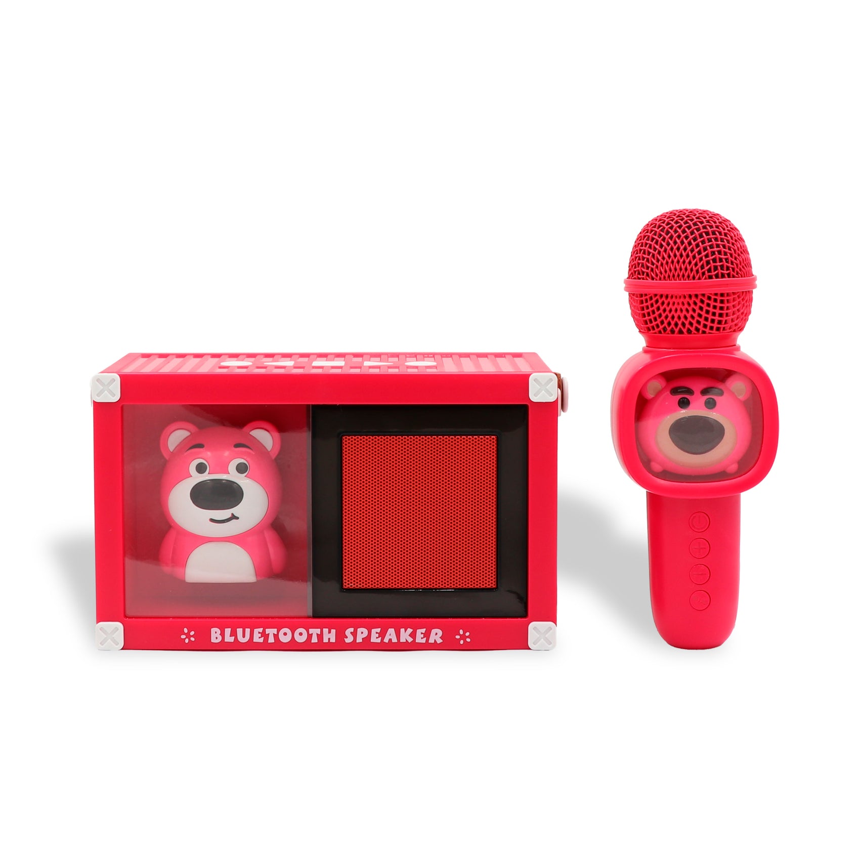 Set karaoke osito de fresa con altavoz Bluetooth micrófono y luces RGB Newplay - juguete eléctrico