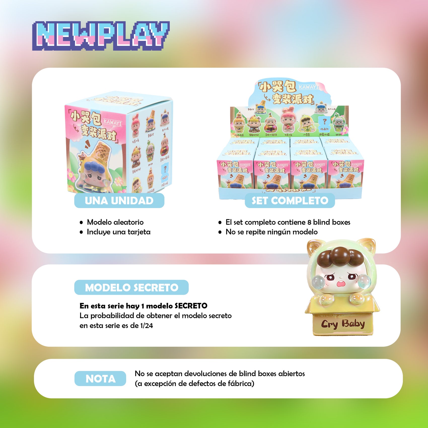 Detalles blind box Pequeña Llorona disfraces Newplay - información serie y modelo secreto