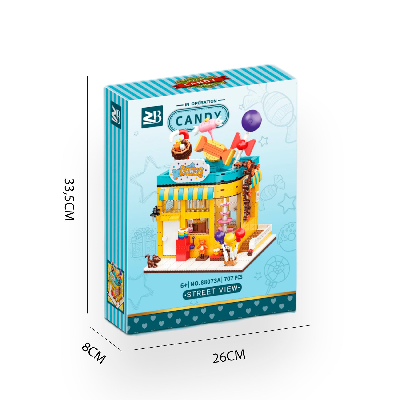 Medidas caja bloques construcción Candy Shop Newplay - empaque y dimensiones