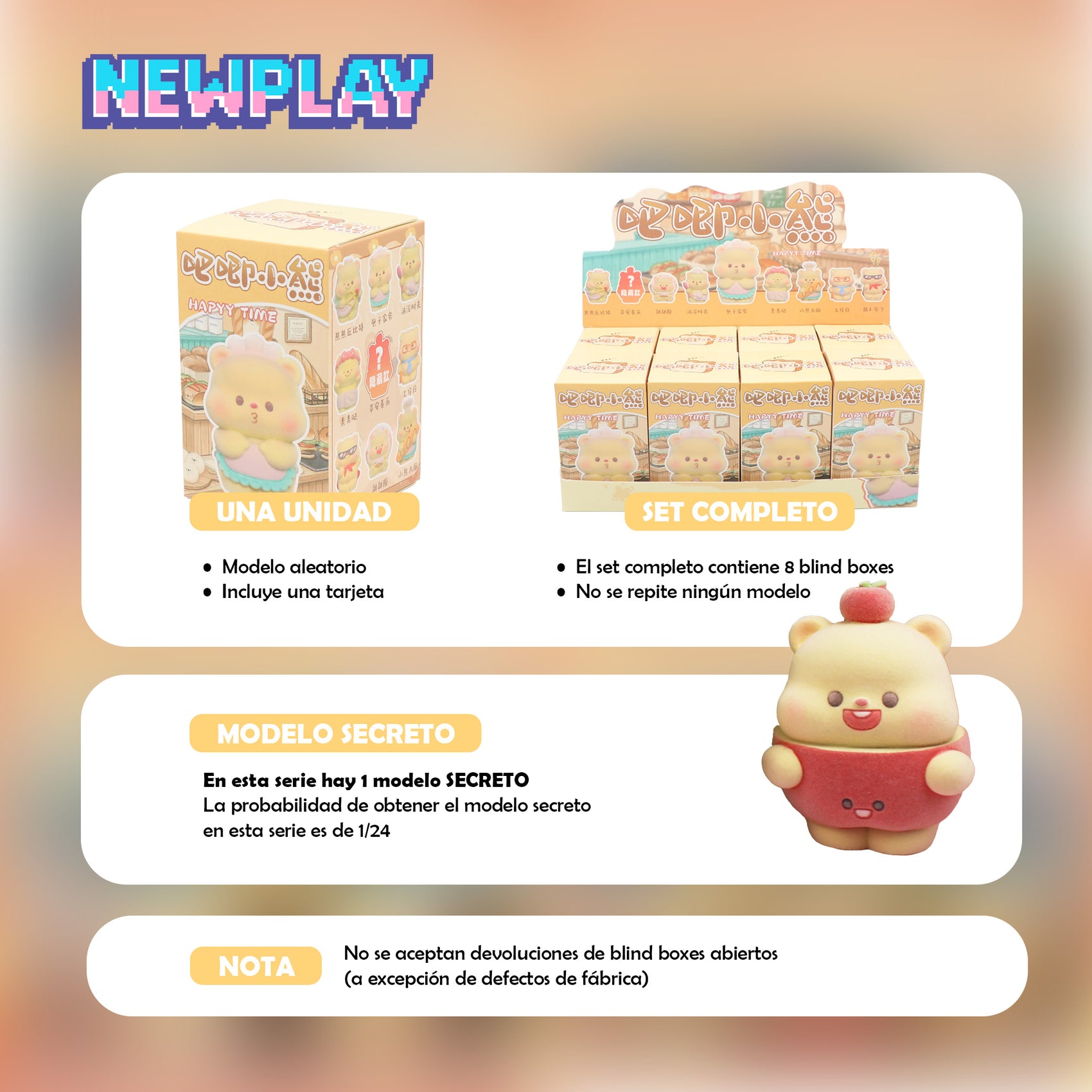Detalles blind box Osito Baji Newplay - información serie y modelo secreto